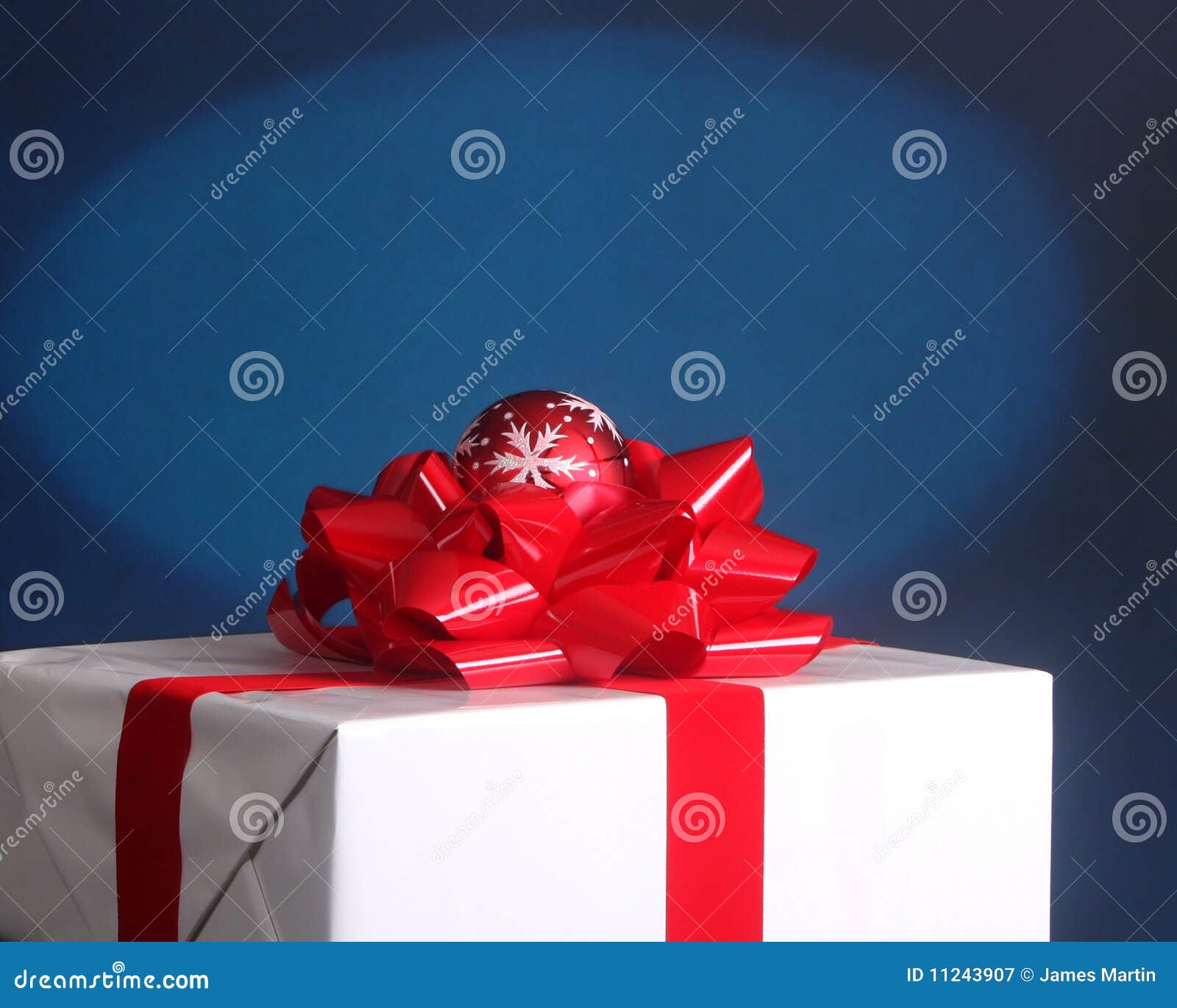 Christmas Present with Bow and Ornament Stock Image Image of ornament