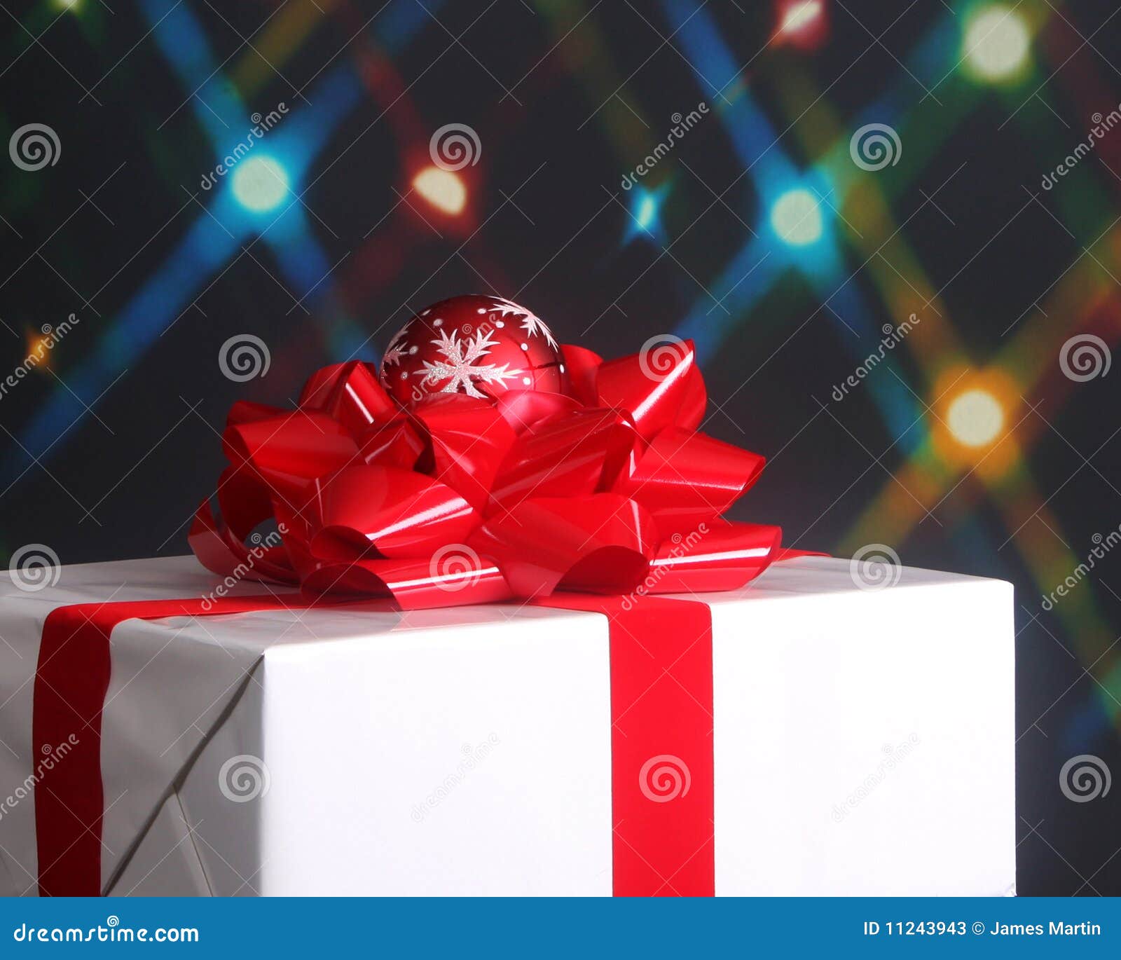 Christmas Present With Bow And Ornament Stock Image Image of claus