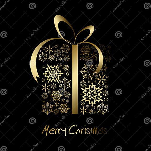 Christmas Present Box Made from Golden Snowflakes Stock Vector ...