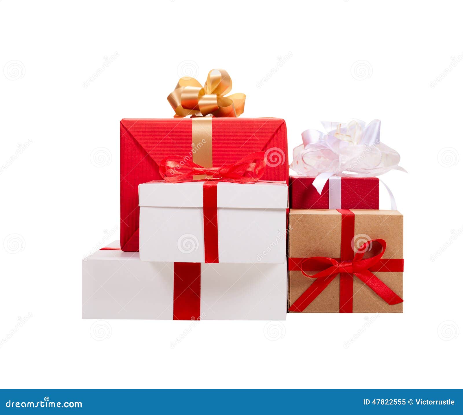 Christmas Presents. Gift Boxes with Ribbons. Stock Image Image of