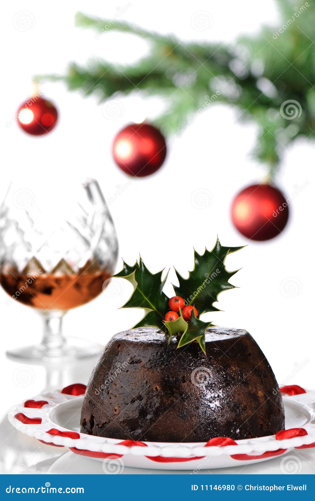 Christmas Pudding with Brandy Stock Photo - Image of christmas, baubles ...