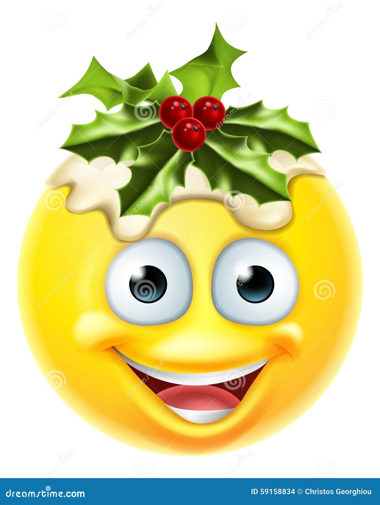 Christmas Pudding Emoticon Emoji Stock Vector - Image: 59158834