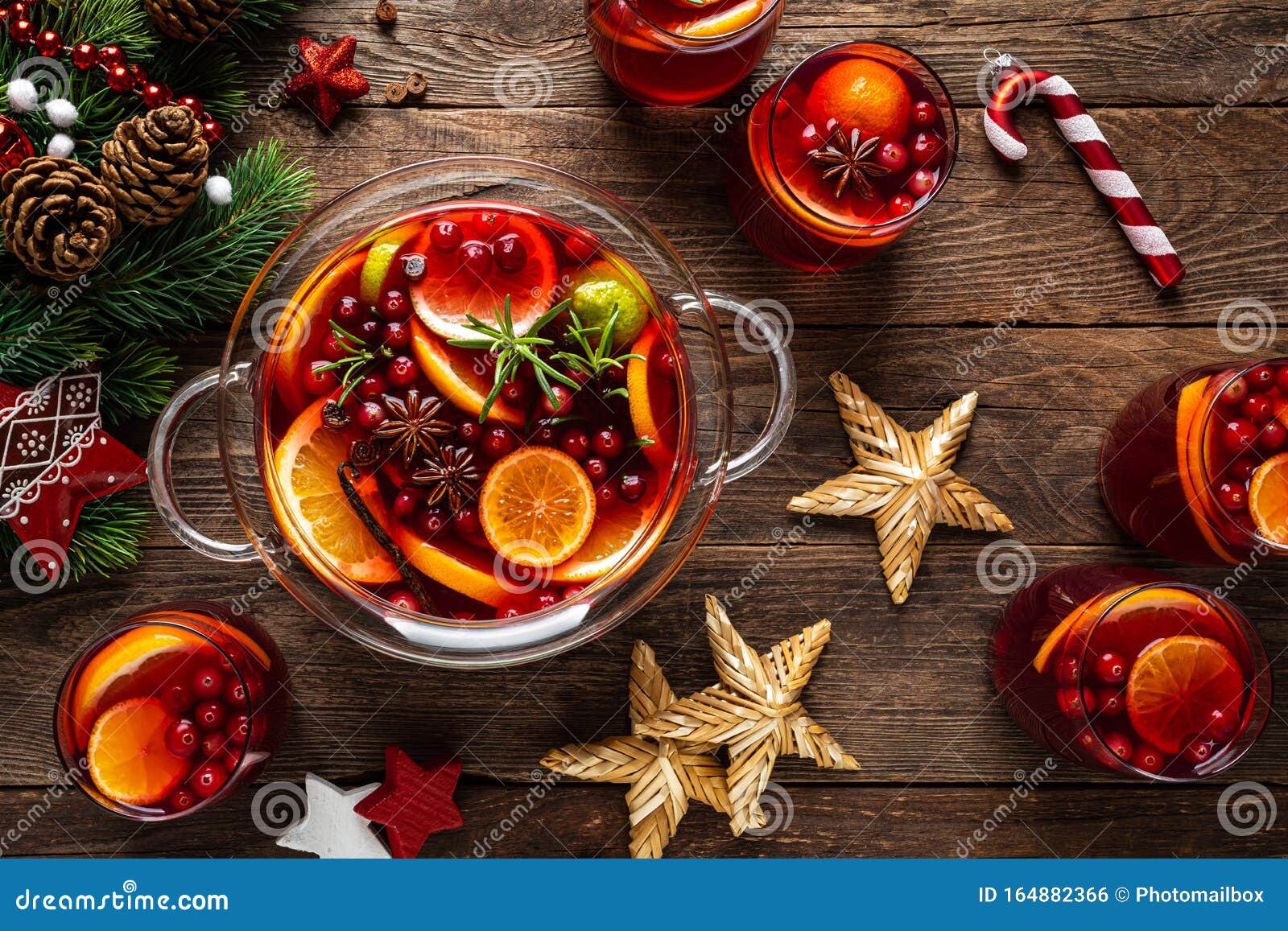 Christmas Punch. Festive Red Hot Toddy Cocktail, Drink with Cranberries ...