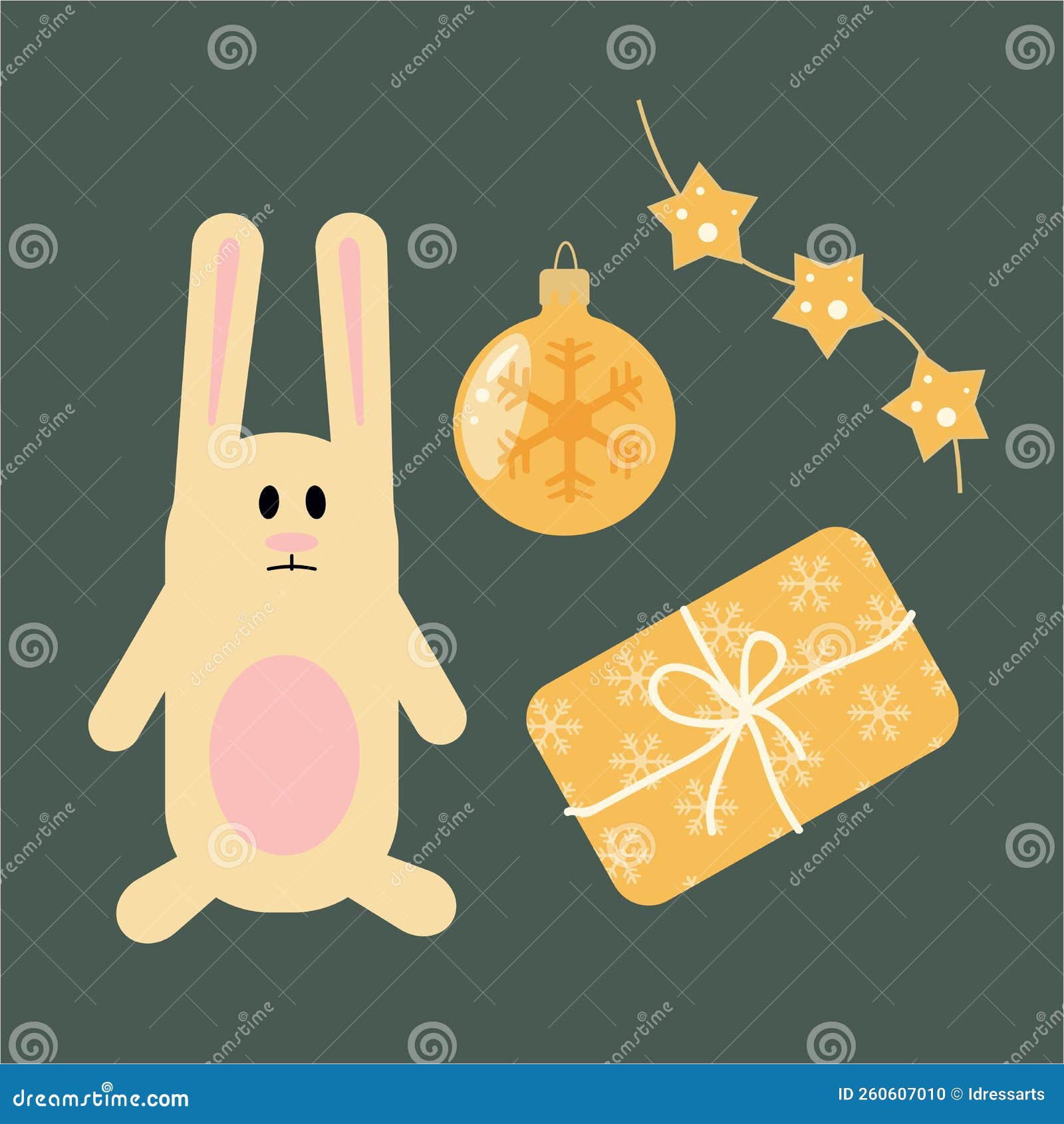 Christmas rabbit decor stock vector. Illustration of star 260607010