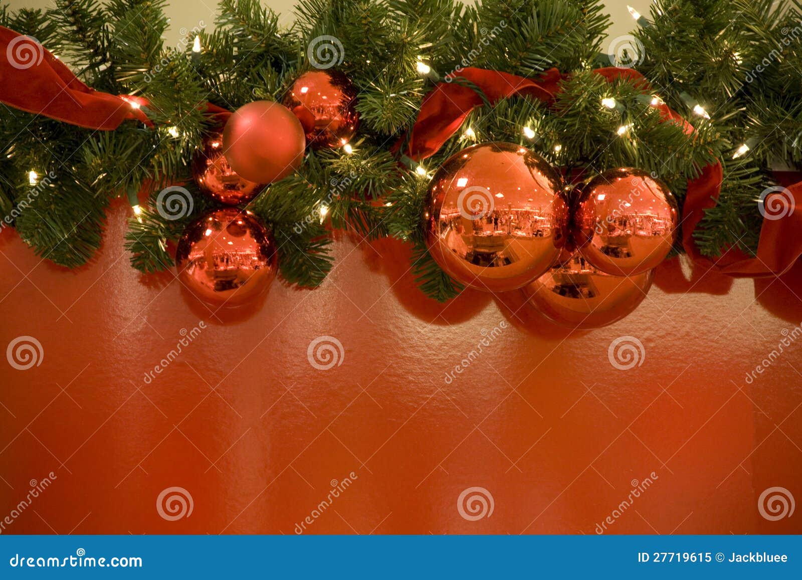 Christmas Red Balls Lights Tree Background Stock Image - Image of ...