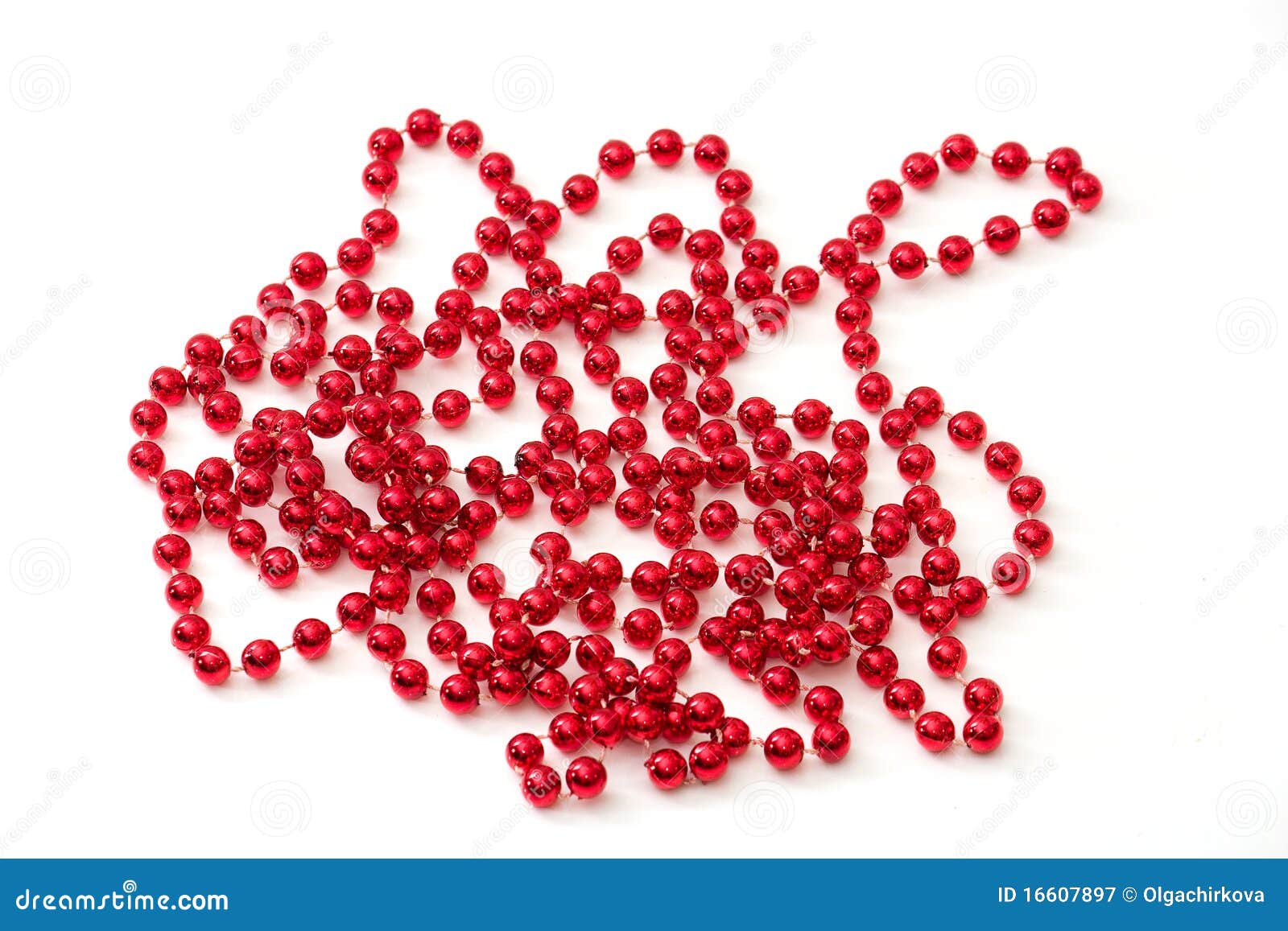 Christmas red beads stock image. Image of close, gold 16607897
