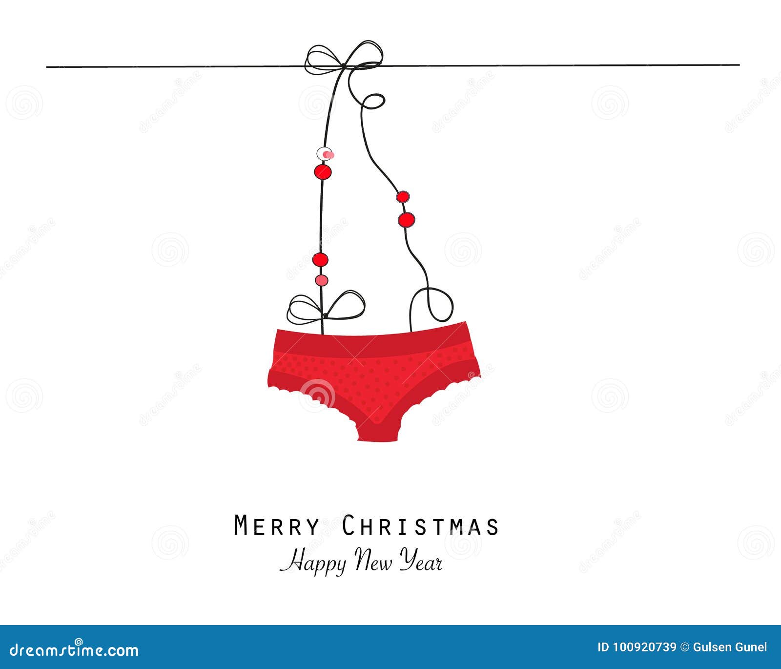 Christmas Red Panties.Underwear Red Lingerie. Happy New Year