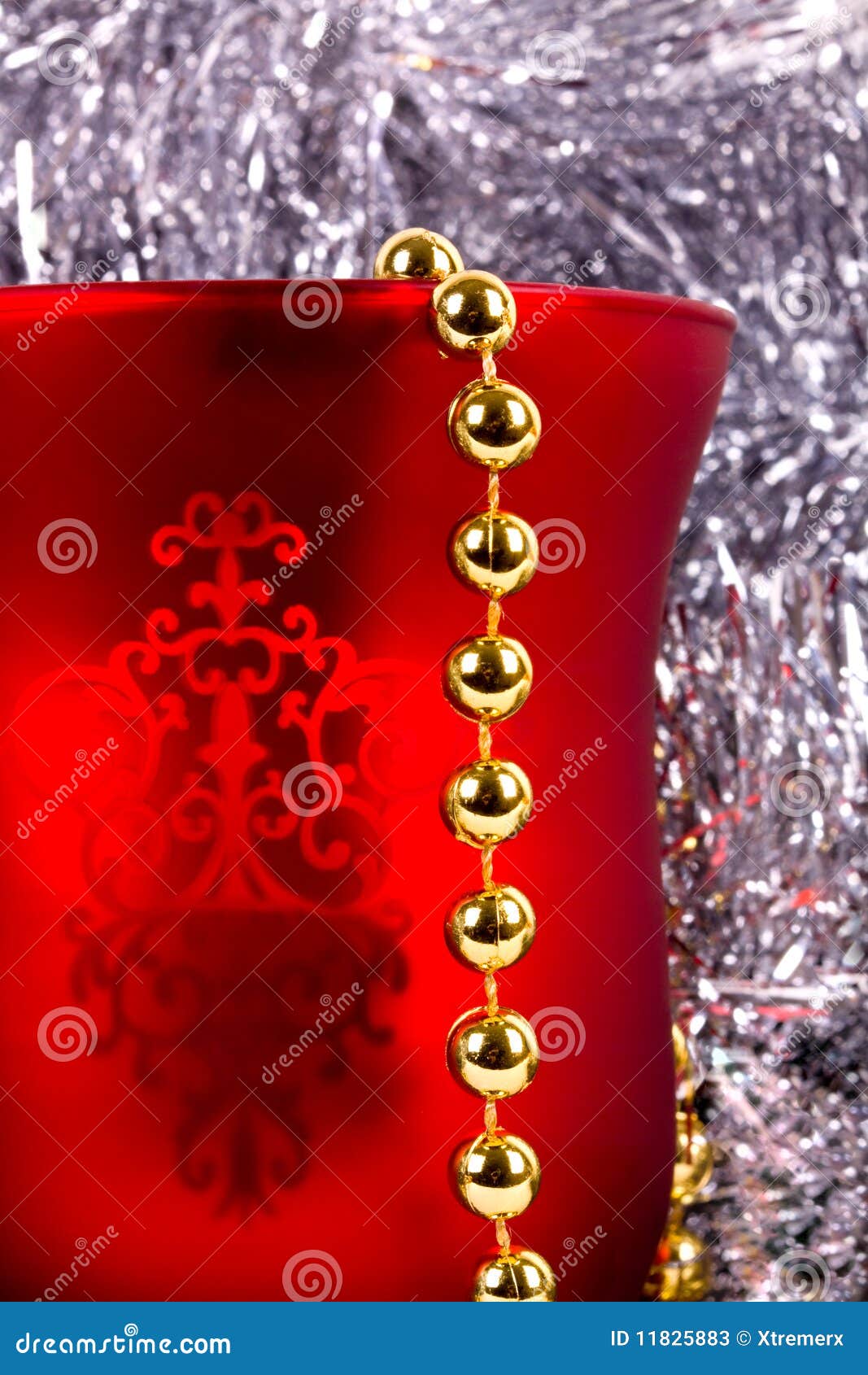Christmas red vase. stock image. Image of bright, holly 11825883