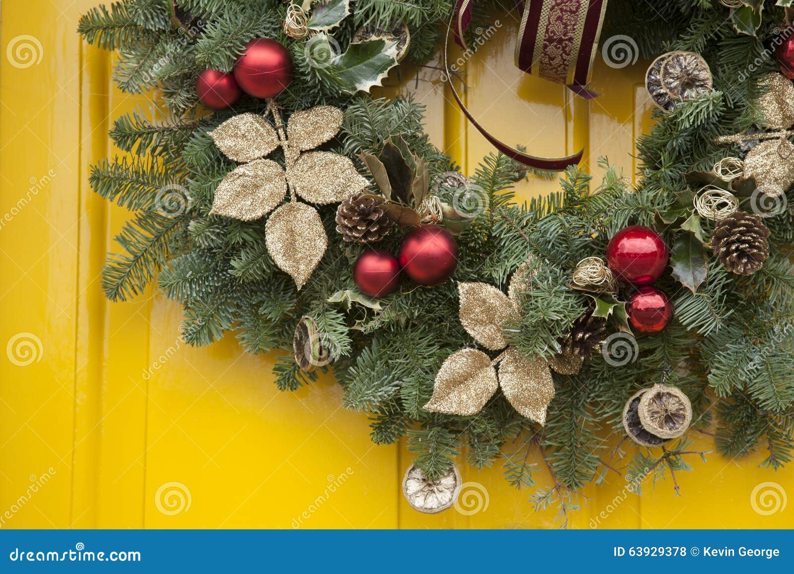 Christmas Reef on Door stock photo. Image of building 63929378