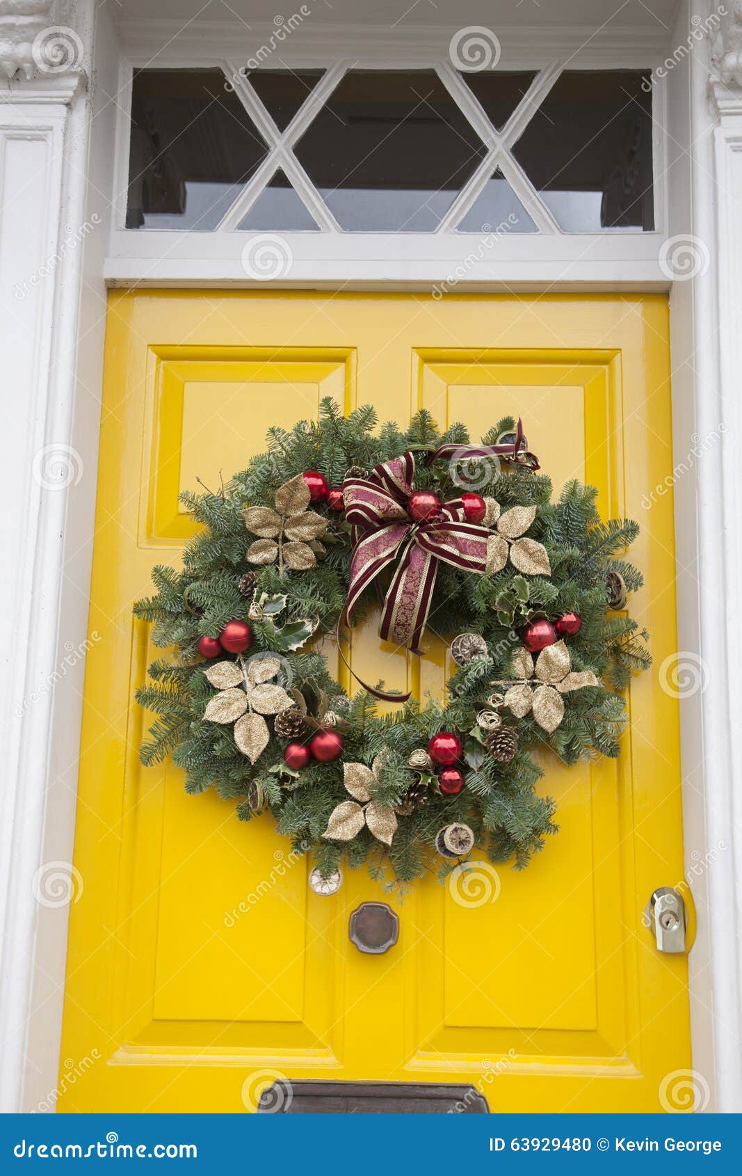 Christmas Reef on Door stock photo. Image of festive 63929480