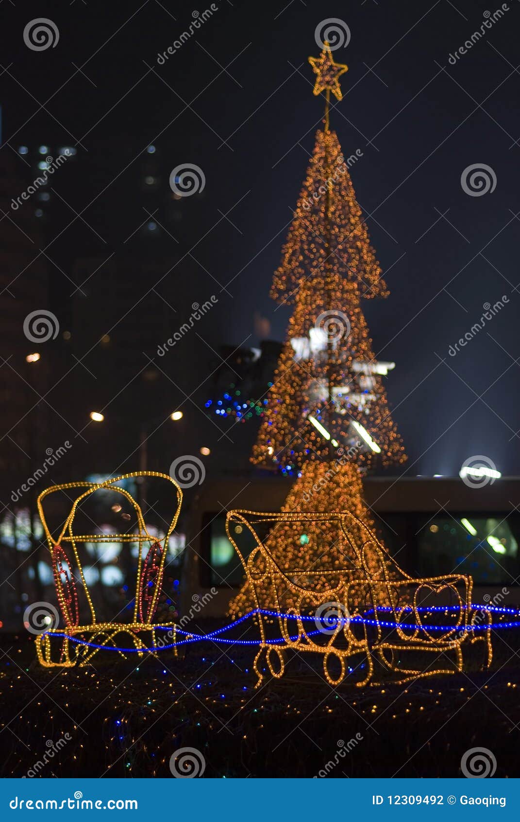 Christmas Reindeer Sleigh Lights Effects Stock Photo Image of radiant