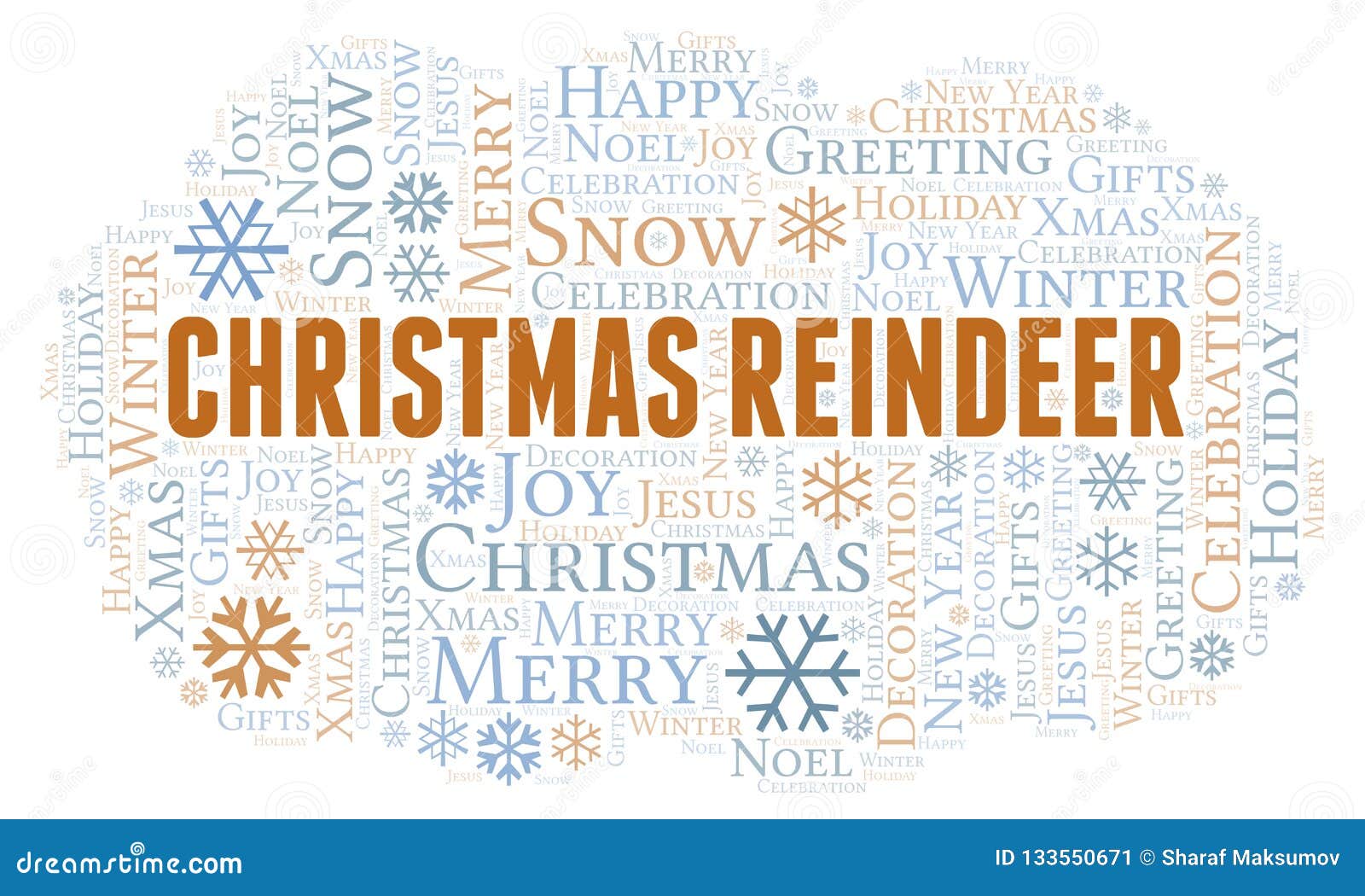 Christmas Reindeer Word Cloud Stock Illustration - Illustration of