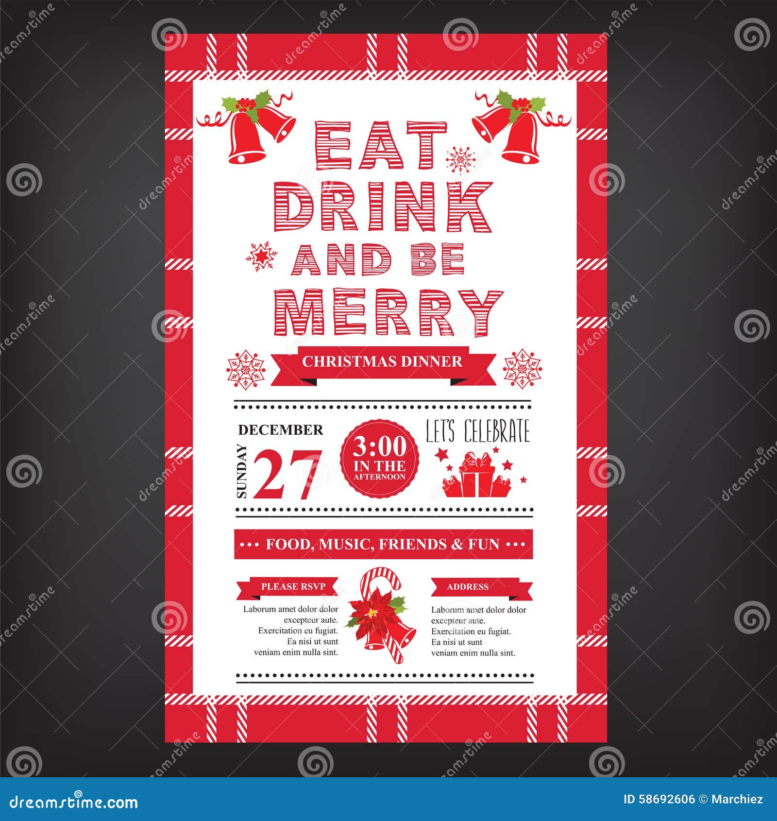 christmas restaurant and party menu, invitation.