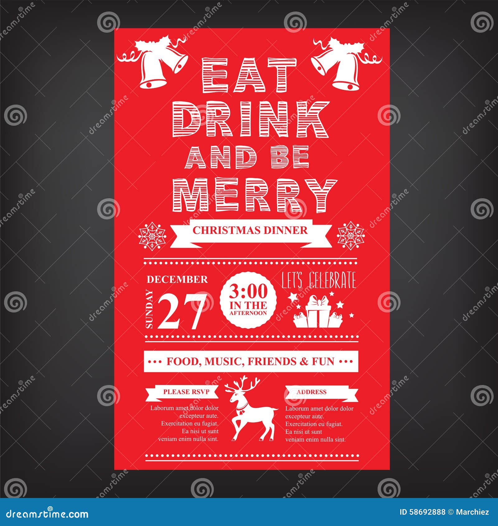 Christmas Restaurant and Party Menu, Invitation. Stock Vector Intended For Free Dinner Invitation Templates For Word