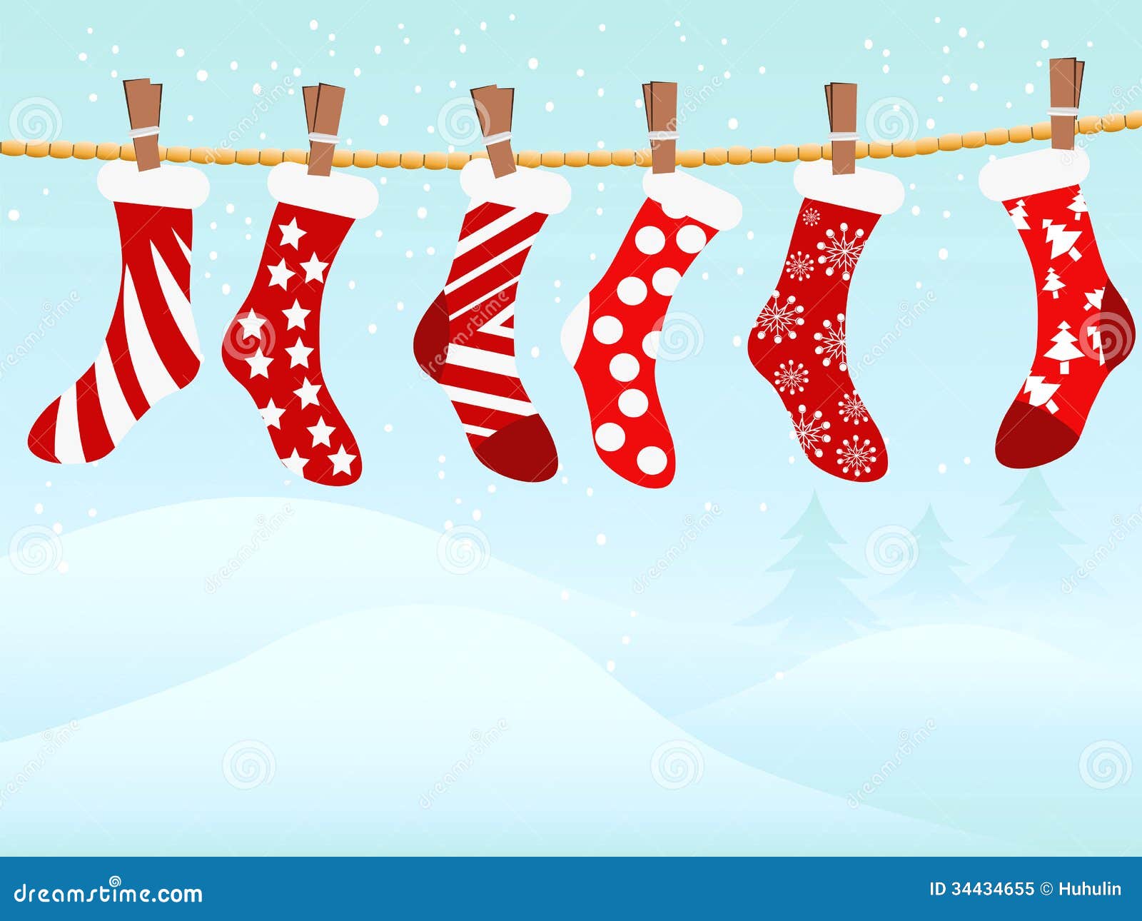 Christmas Retro Stockings In Snowing Royalty Free Stock Photo - Image 