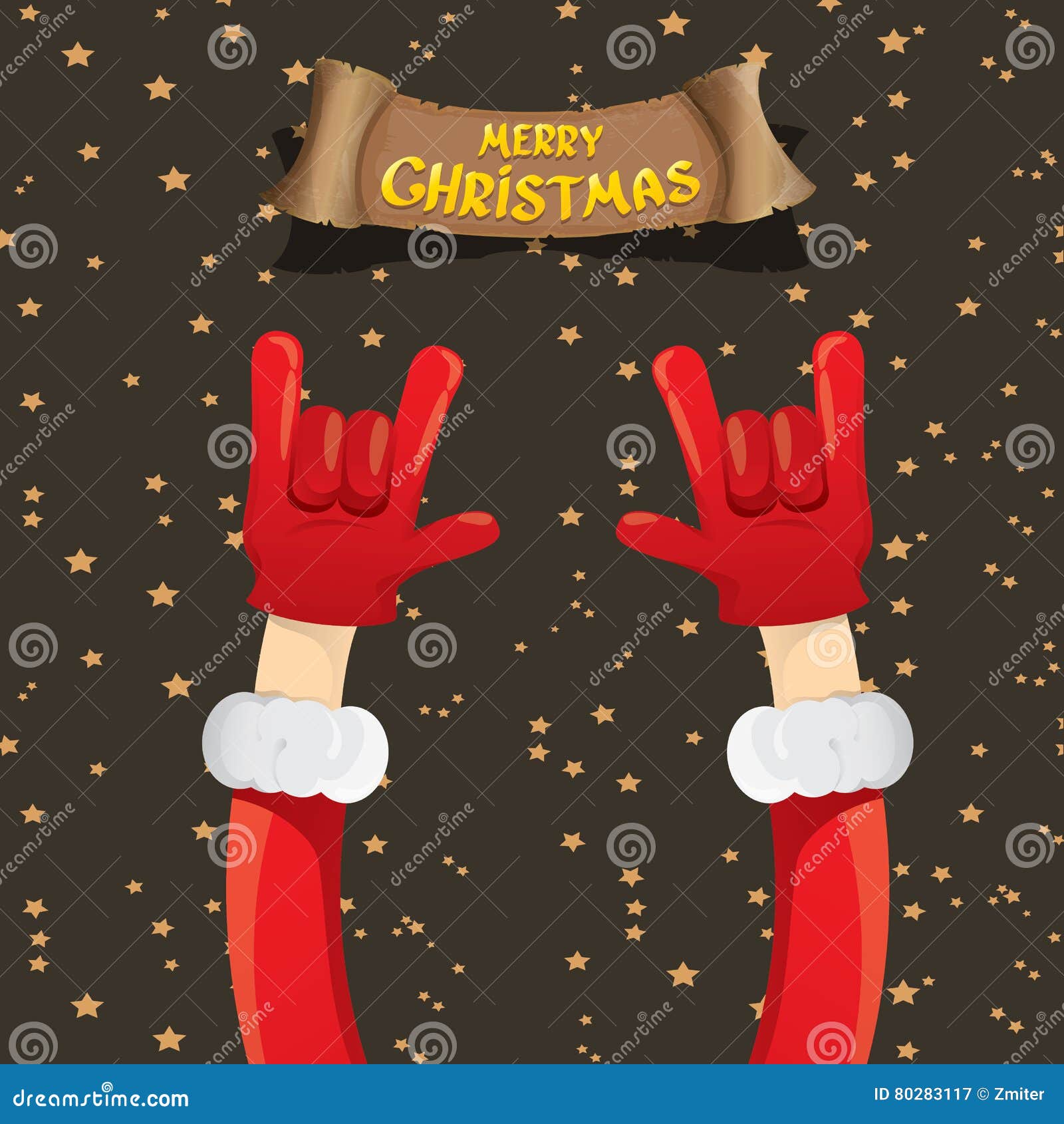 Christmas Rock N Roll Greeting Card. Stock Vector Illustration of