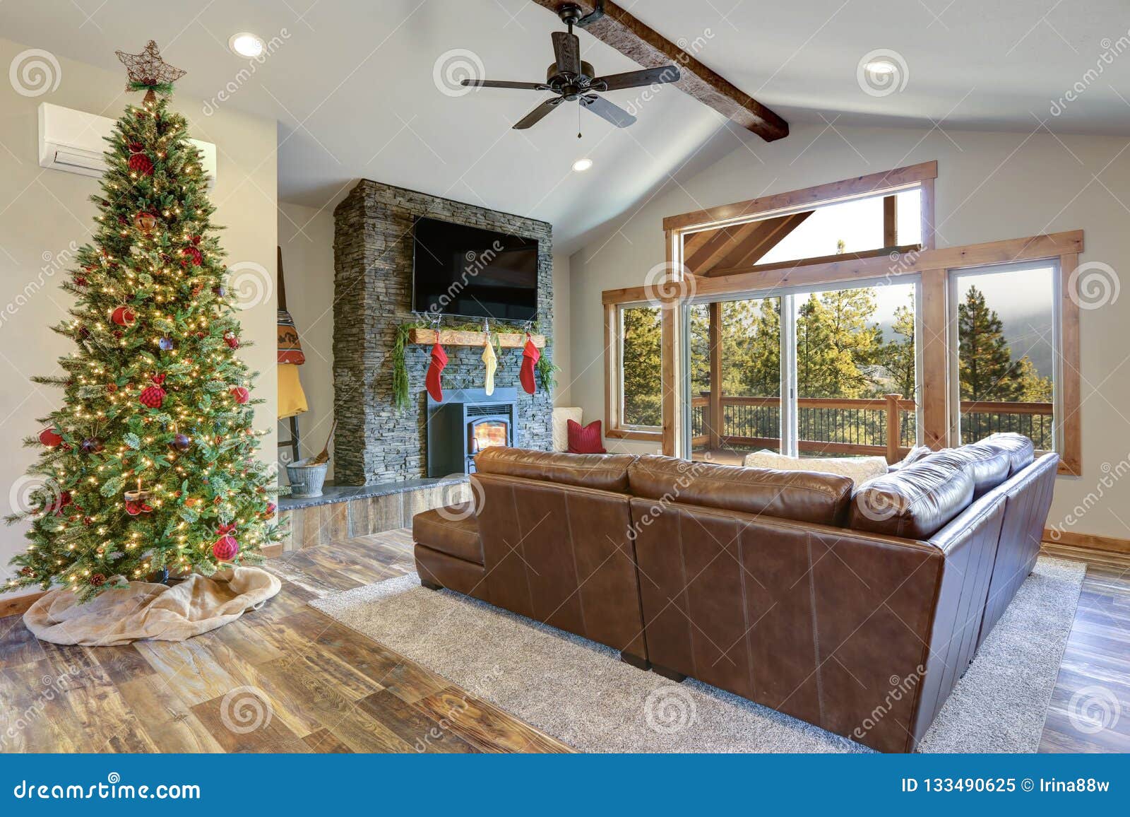 Living Room Interior With Christmas Decor Stock Image