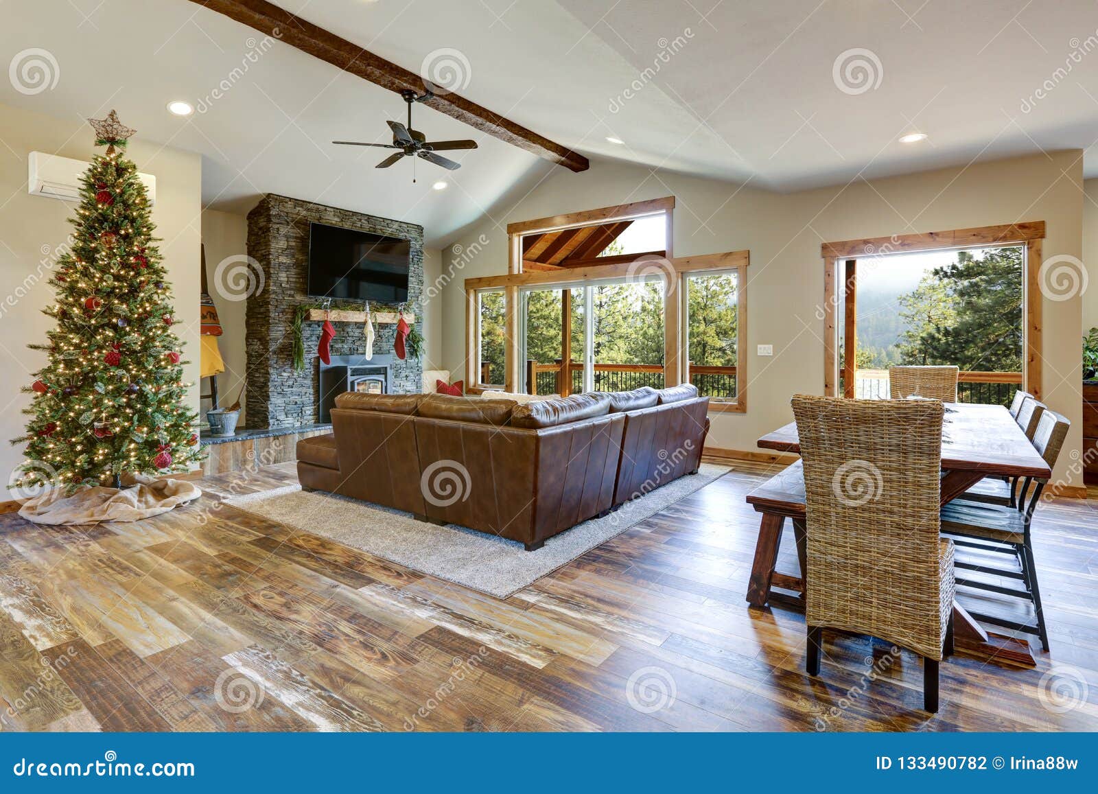 Living Room Interior With Christmas Decor Stock Photo ...