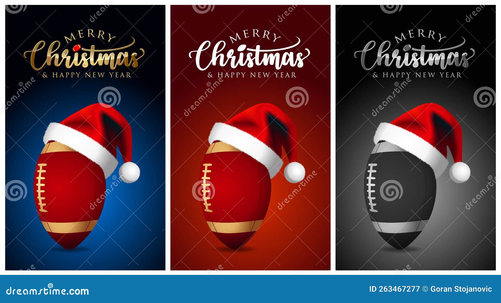 Christmas Rugby Ball and Santa Claus Hat - Merry Christmas American ...