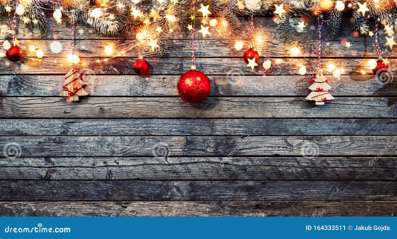 Christmas Rustic Background with Wooden Planks Stock Image - Image of ...