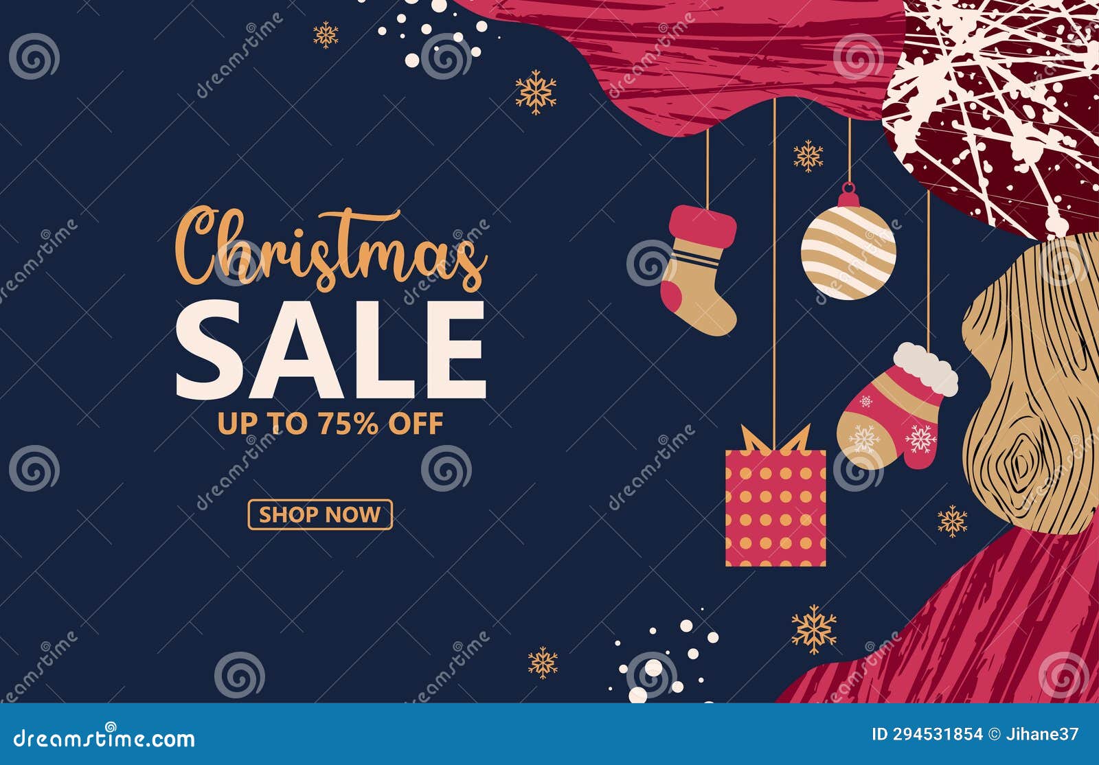 Christmas Sale Background with Flat Color Concept Stock Illustration