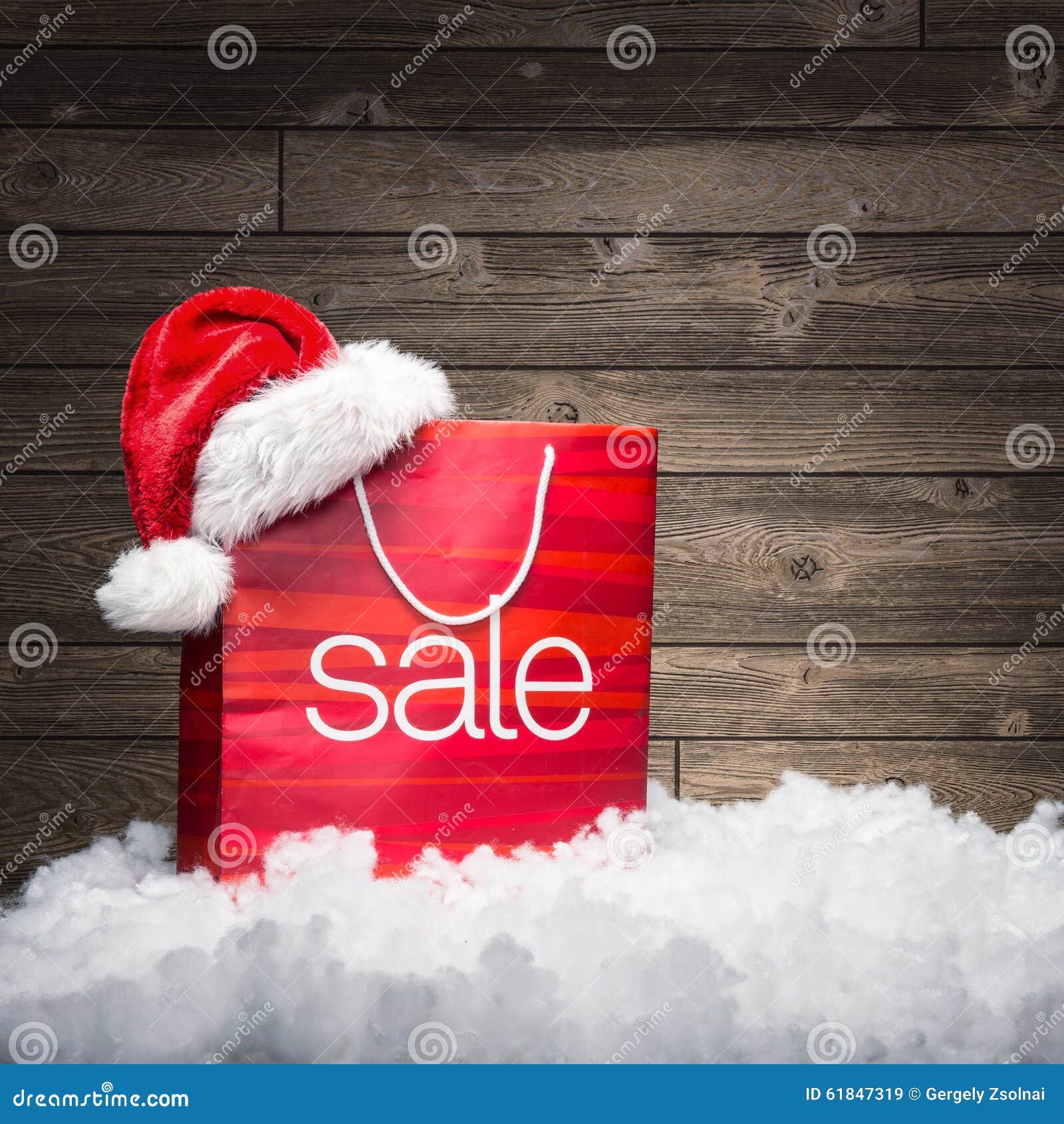 christmas - sale bag , rebate ,on wood background