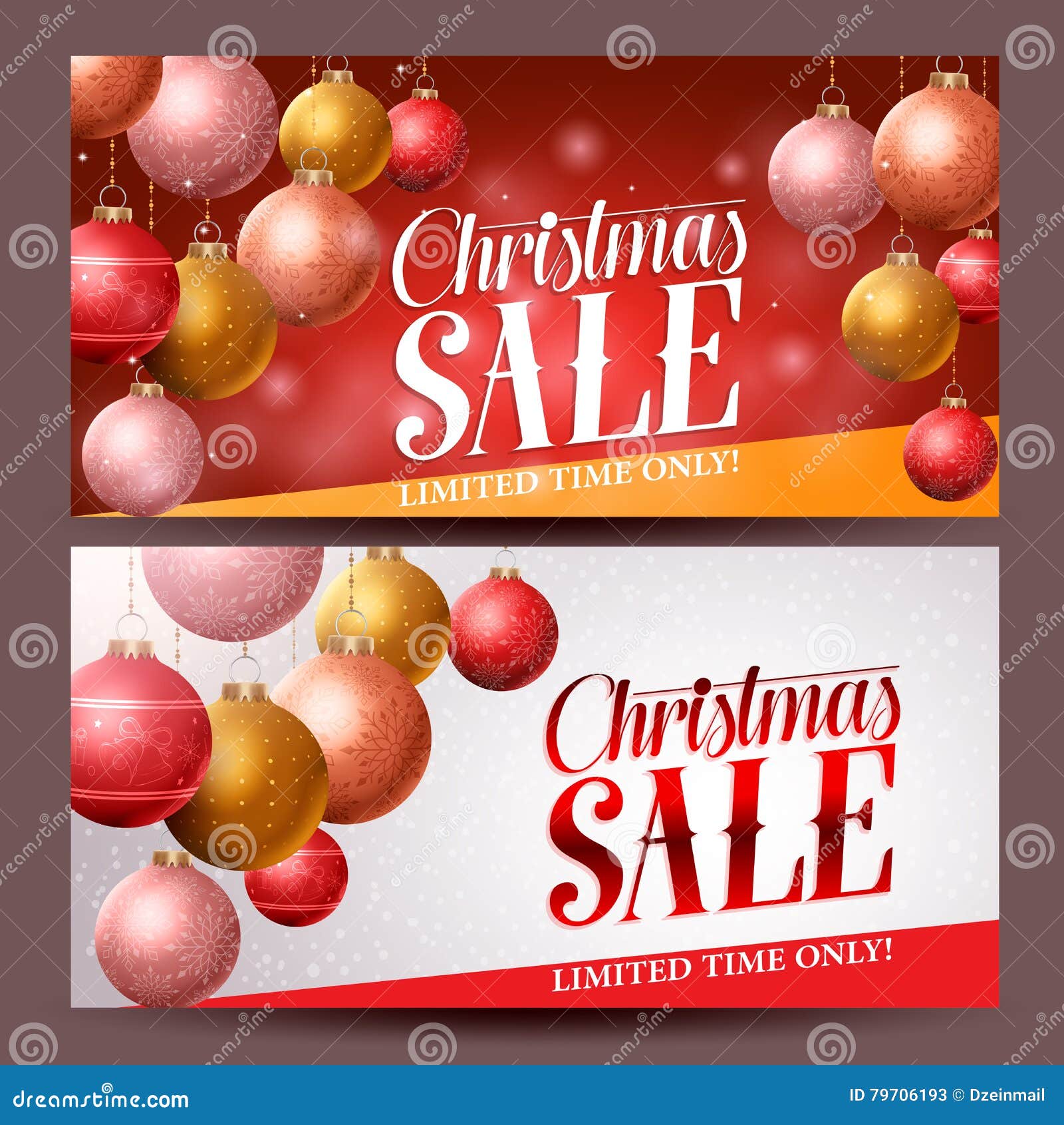 Christmas Sale Banners Vector Design with Christmas Balls Elements ...