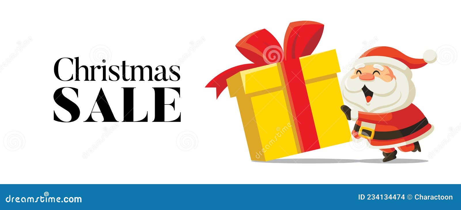 Christmas Sale Social Media Ads. Funny Cartoon Santa Claus Pushing Huge Box  of Christmas Present Stock Vector - Illustration of present, discount:  234134474