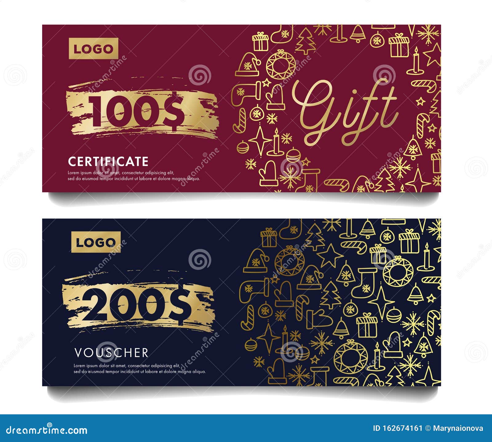 Christmas Sale Vector Gift Cards Voucher Design Template Set With