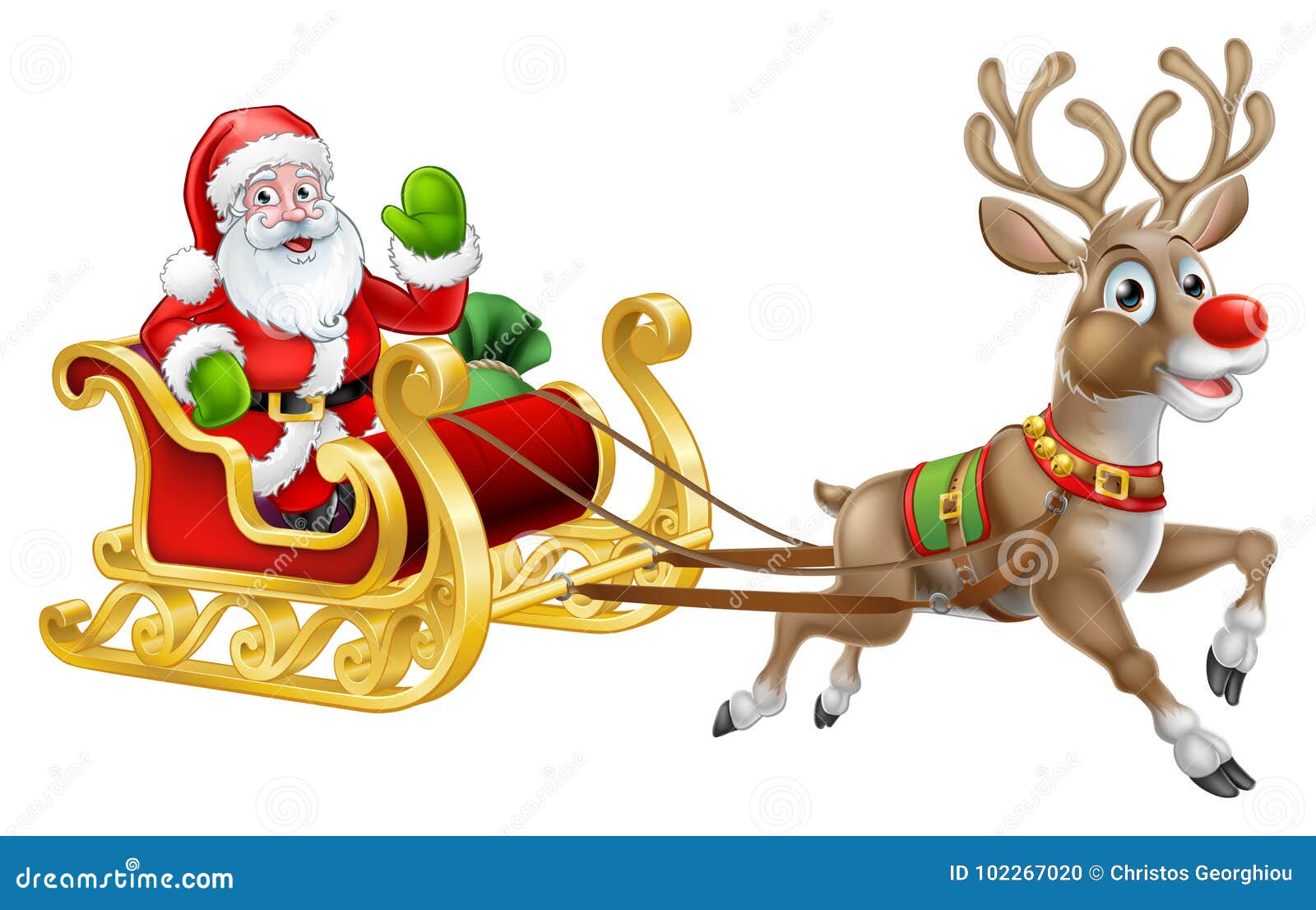 christmas santa claus sleigh sled reindeer