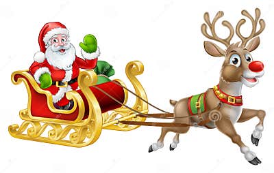 Christmas Santa Claus Sleigh Sled Reindeer Stock Vector - Illustration ...
