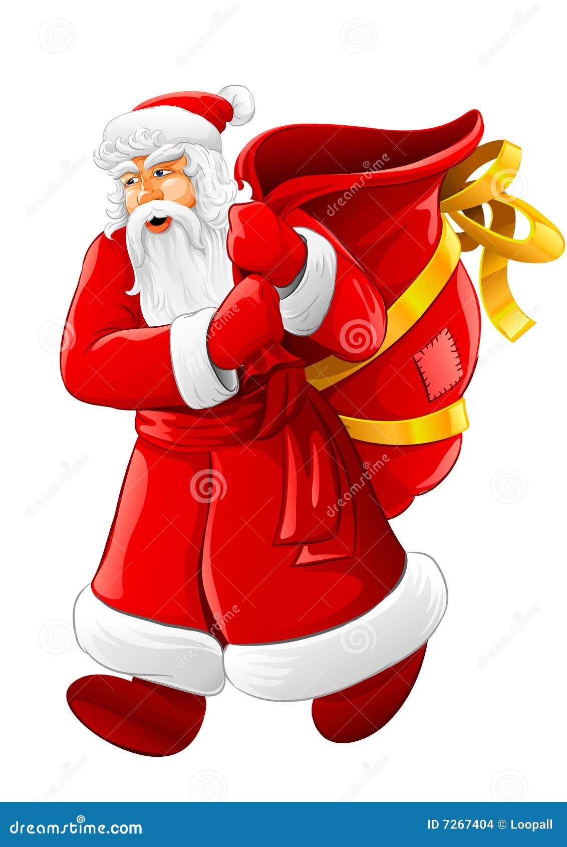 Christmas Santa Claus Walking With Big Empty Sack Stock Images - Image