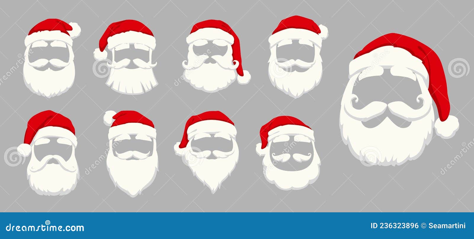 Christmas Santa Masks Hat and Beard, Photo Booth Stock Vector -  Illustration of booth, head: 236323896