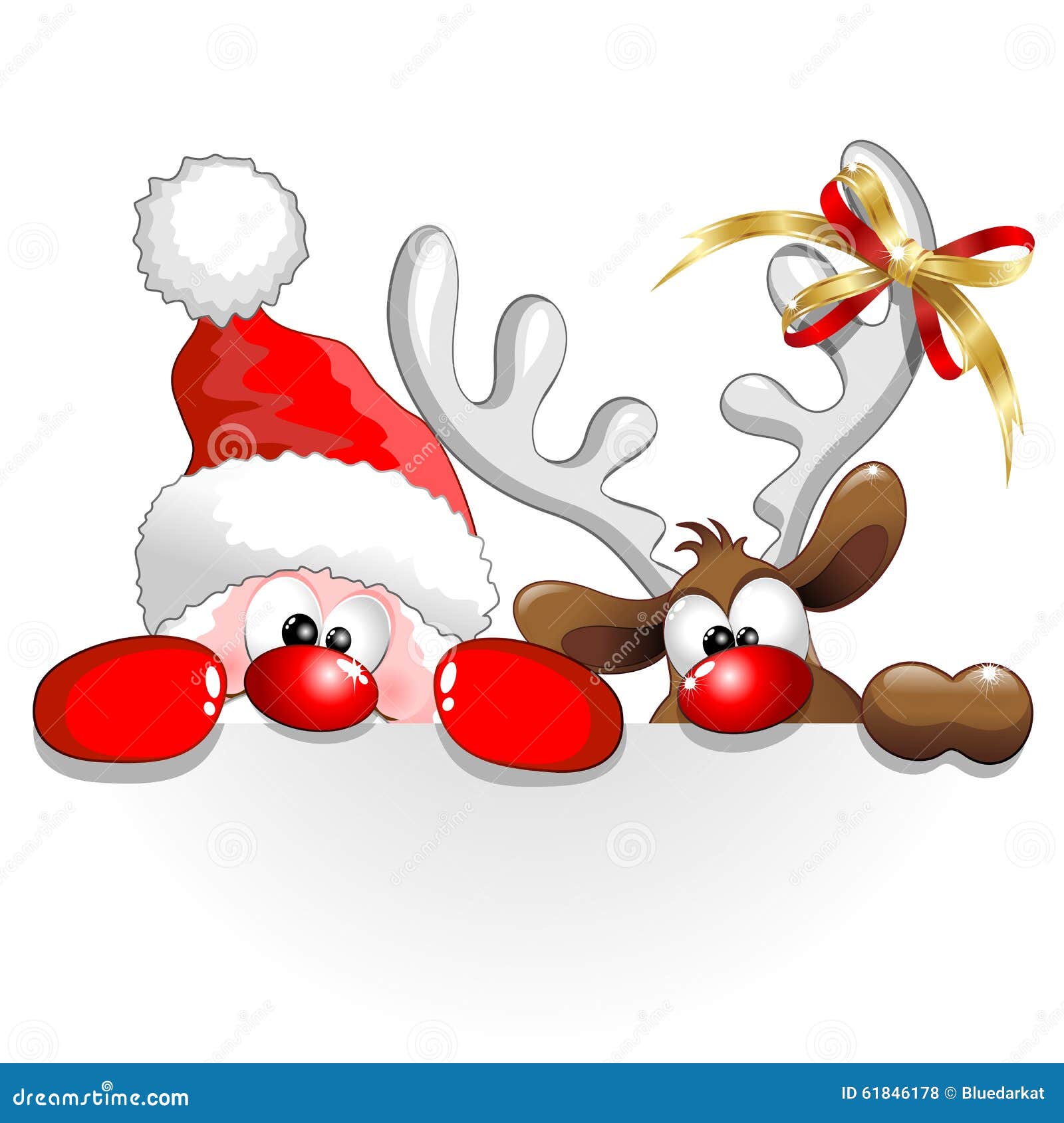 christmas santa and reindeer fun cartoon