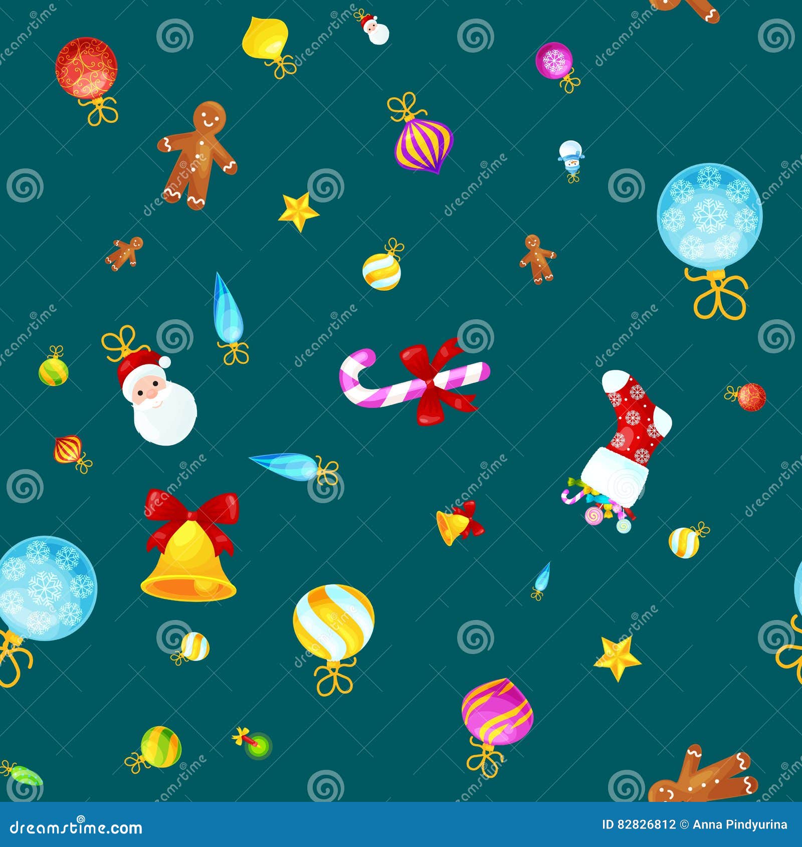 Christmas Seamless Pattern Gingerbread Man Cookies, Jingle Bells