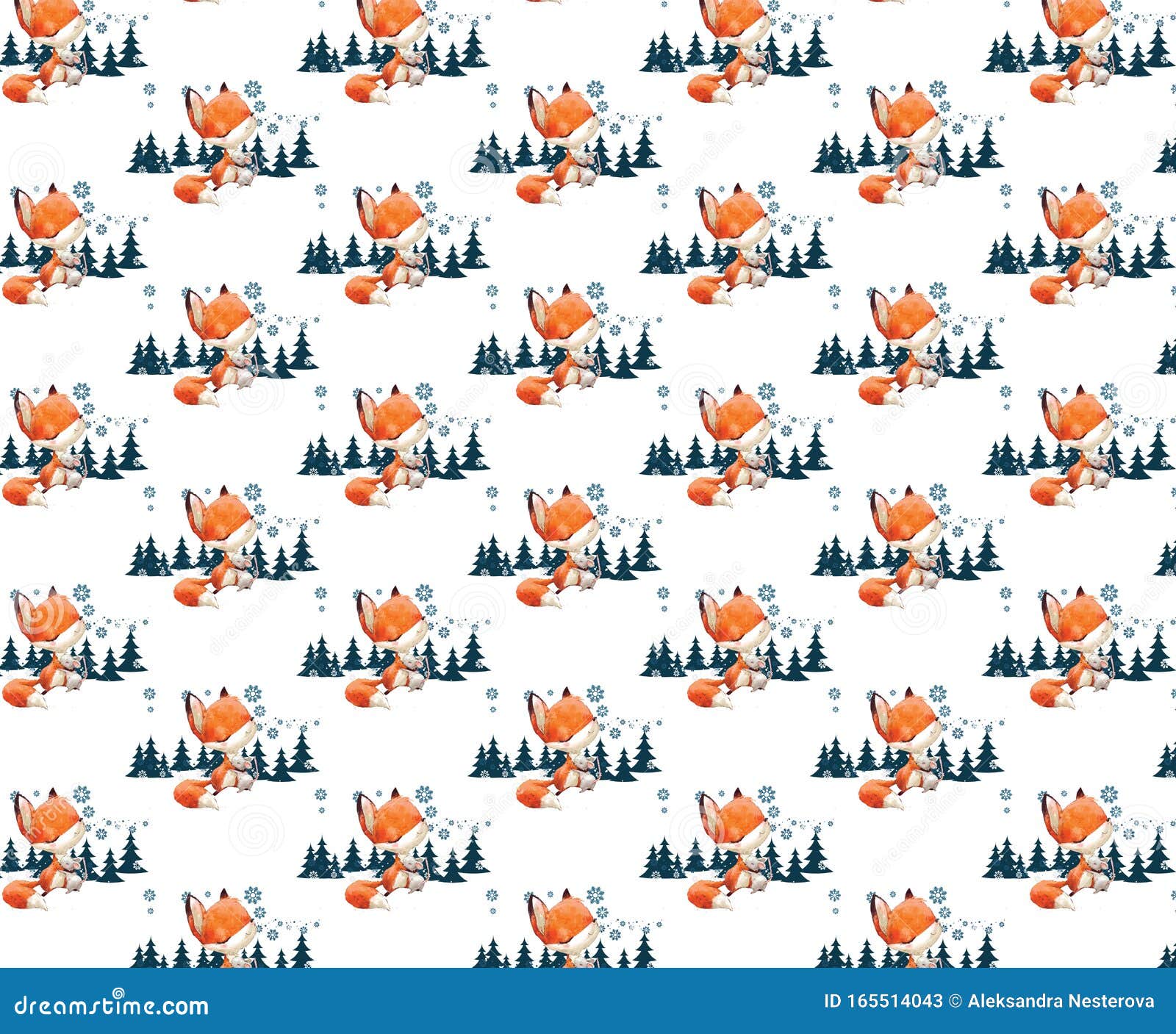 christmas seamless pattern with lia and mouse, 