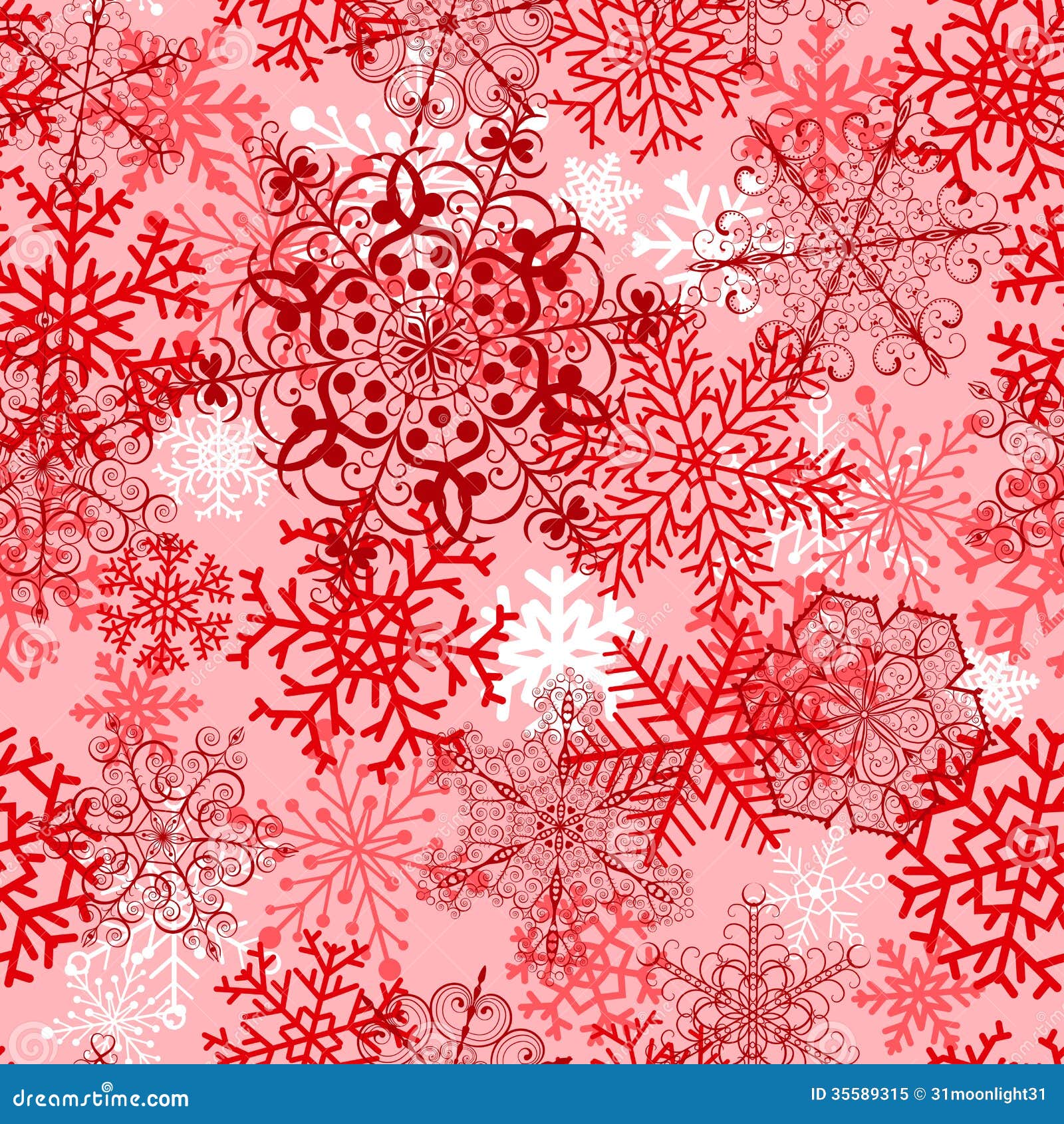 Christmas Seamless Pattern With Red Snowflakes Royalty Free Stock Photo