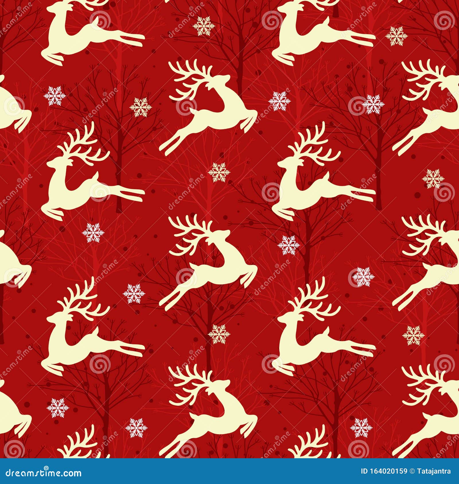Christmas Seamless Pattern with Reindeer Background, Winter Pattern