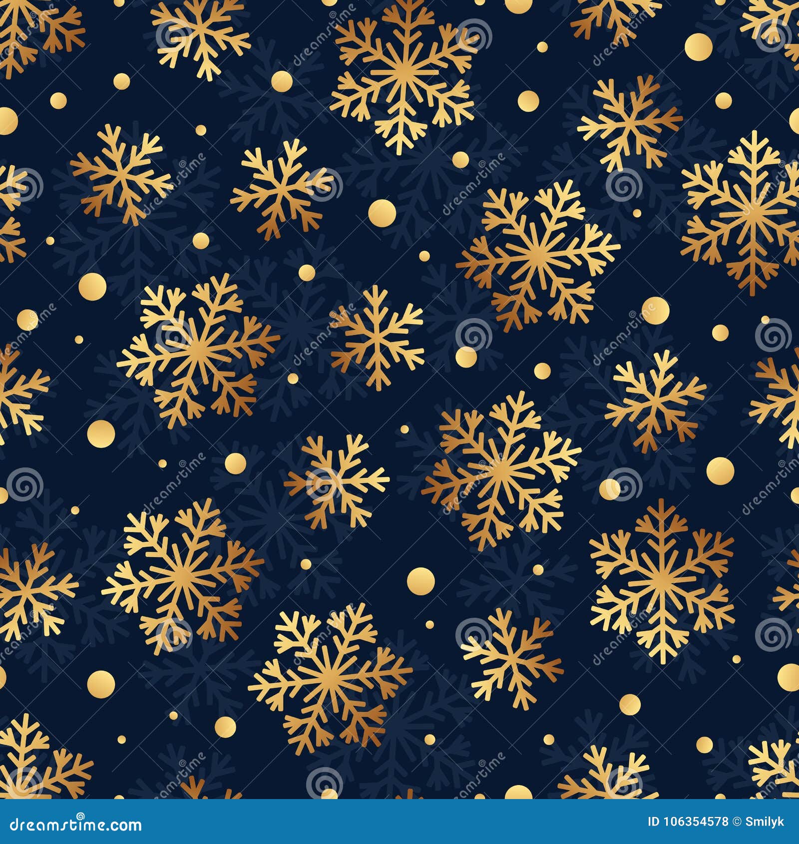 Christmas Seamless Pattern of Snowflakes on Dark Backdrop. Stock Vector ...