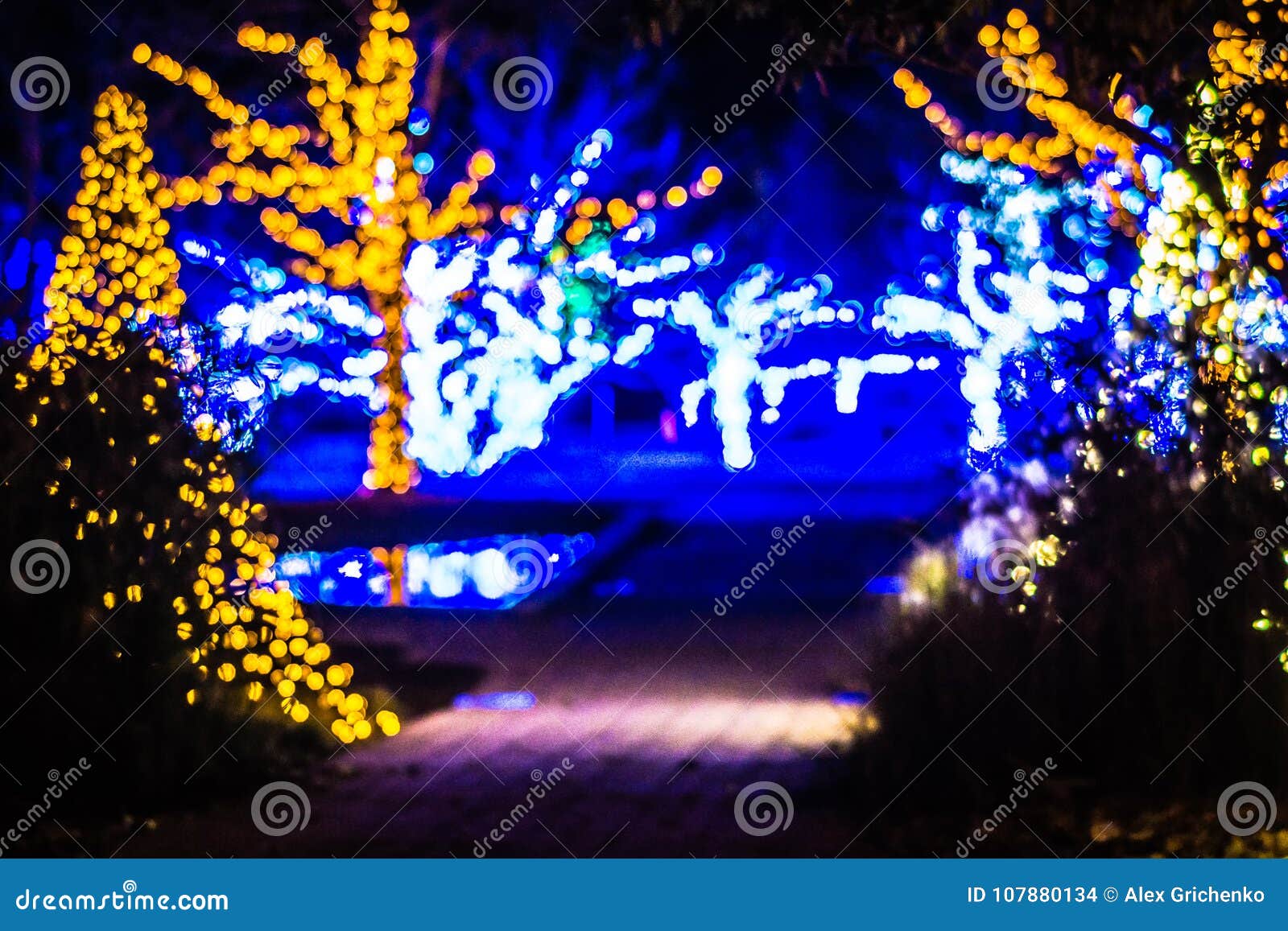 Christmas Season Decorations and Lights at Gardens Stock Photo Image
