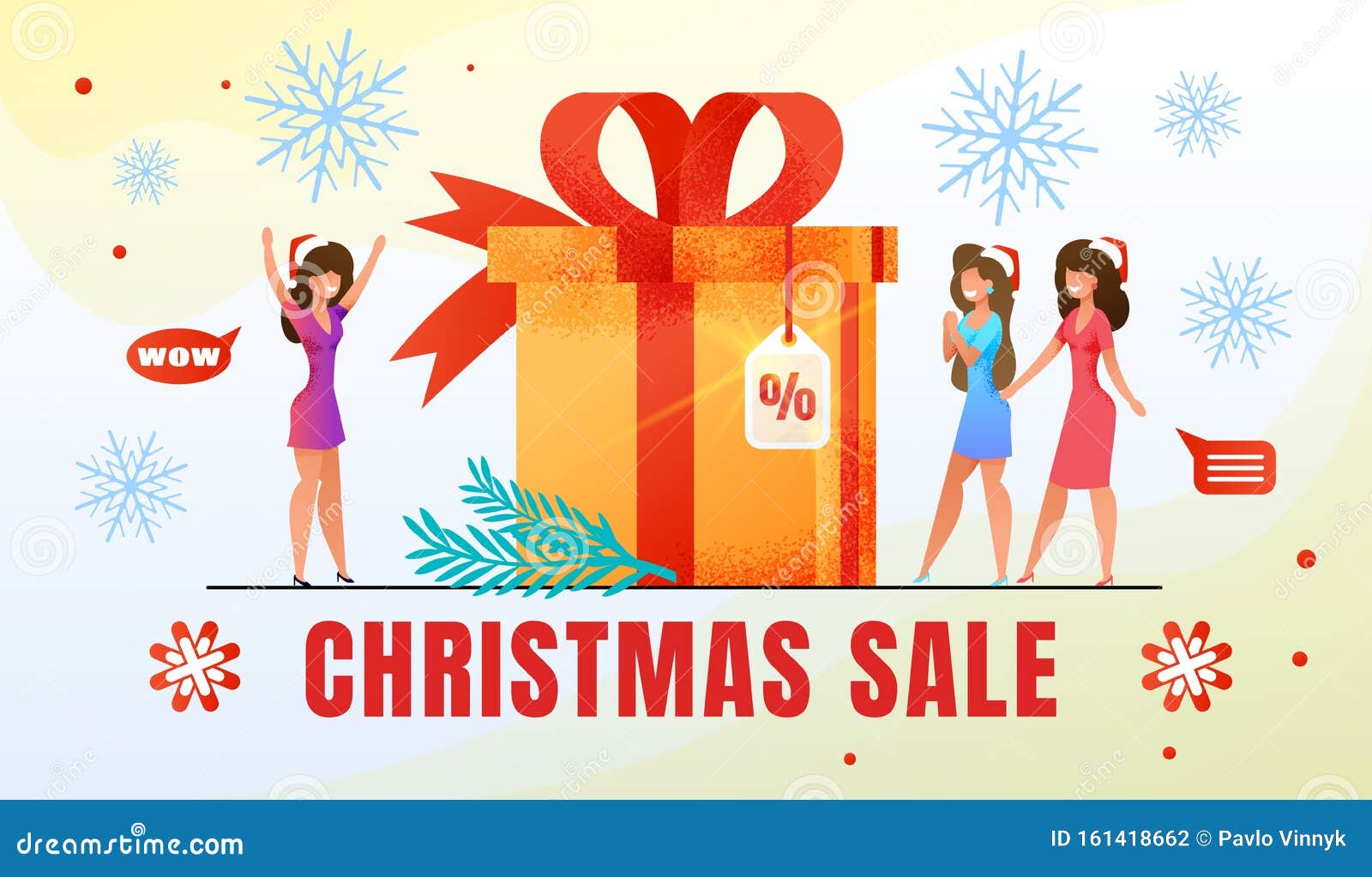 Download Christmas Holiday Shopping Sale Flat Vector Banner Stock ...