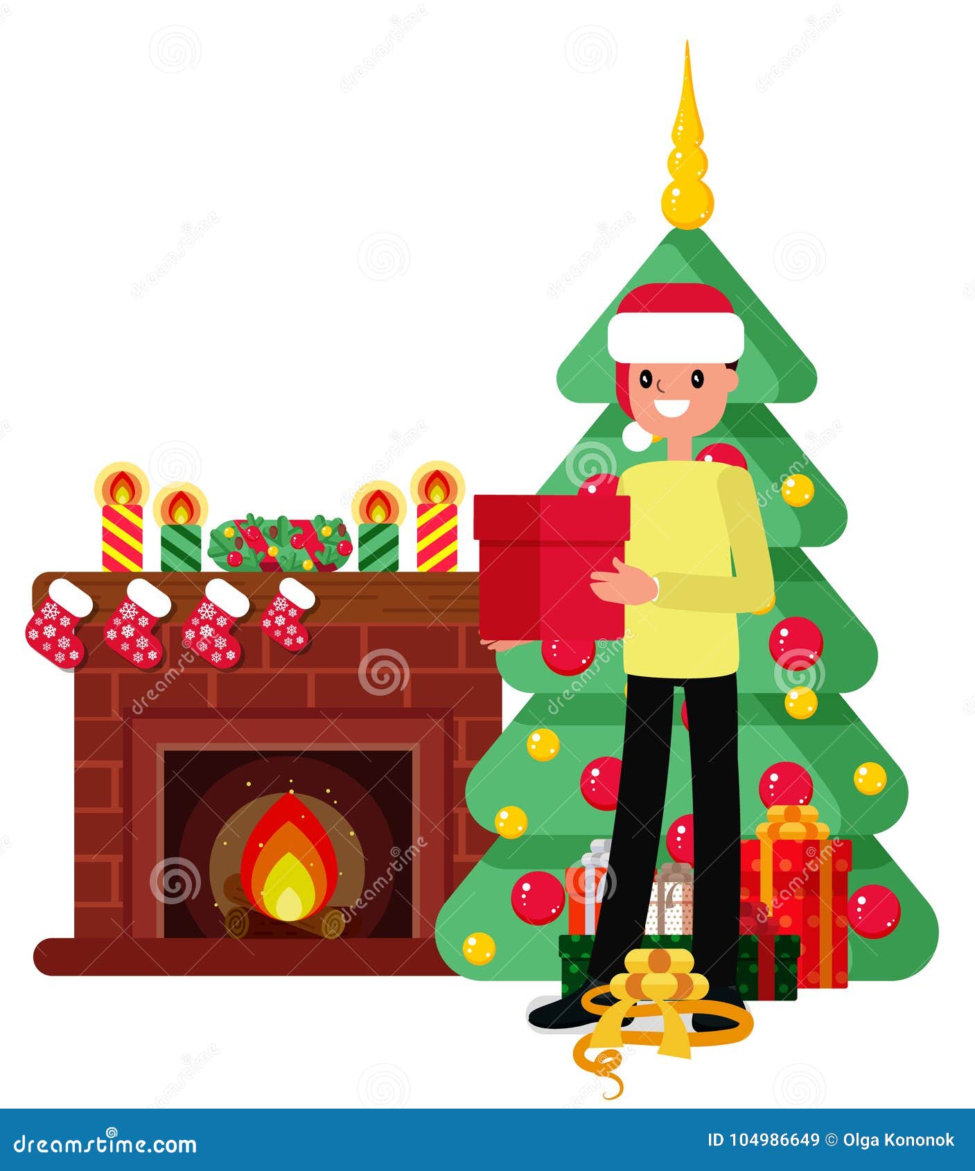 Christmas Set in Cartoon Style. Stock Vector - Illustration of holiday ...