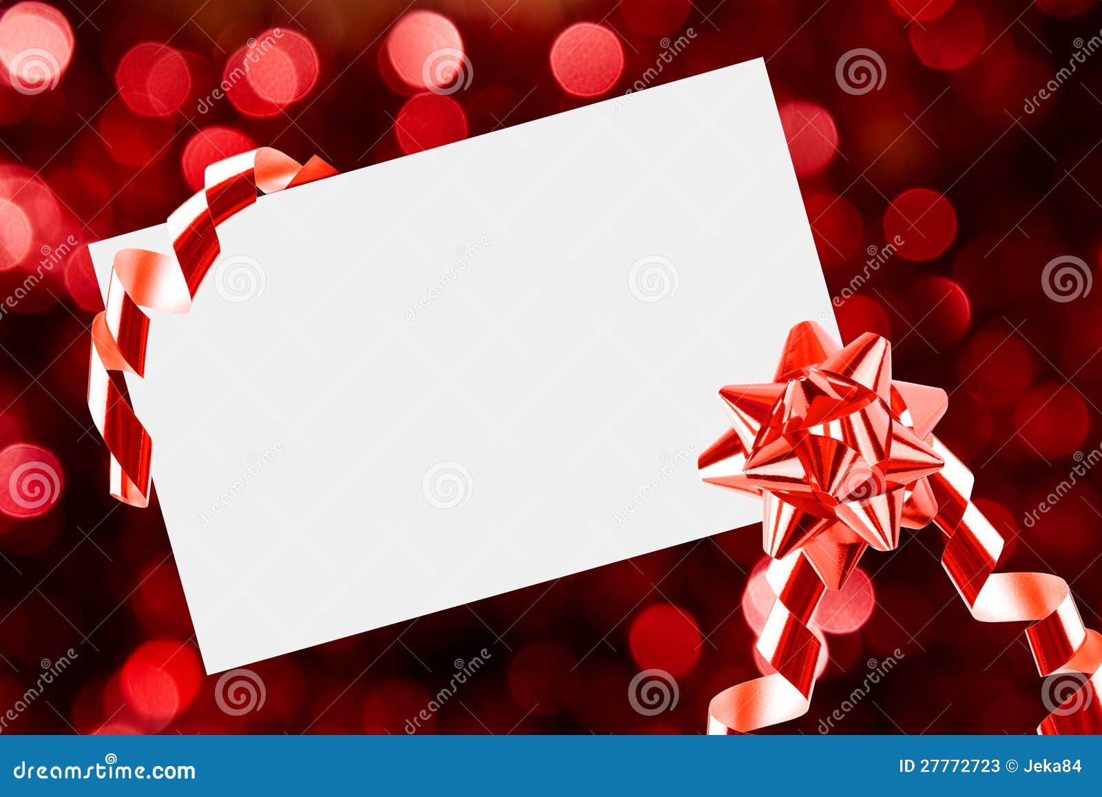 Christmas Sheet of Paper with Bow and Ribbons Stock Image Image of