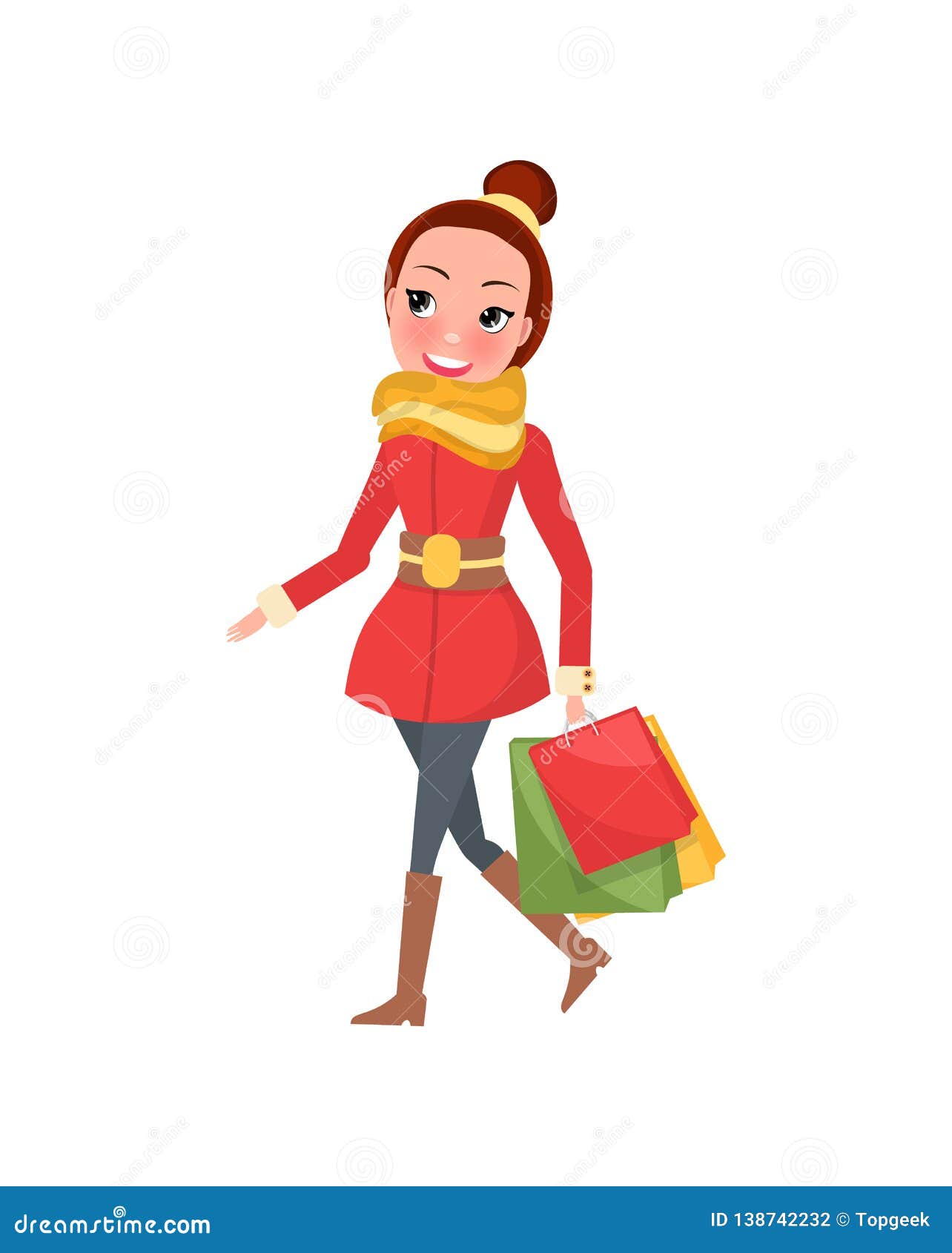 Download Christmas Shopping Woman With Packages Vector Stock Vector ...