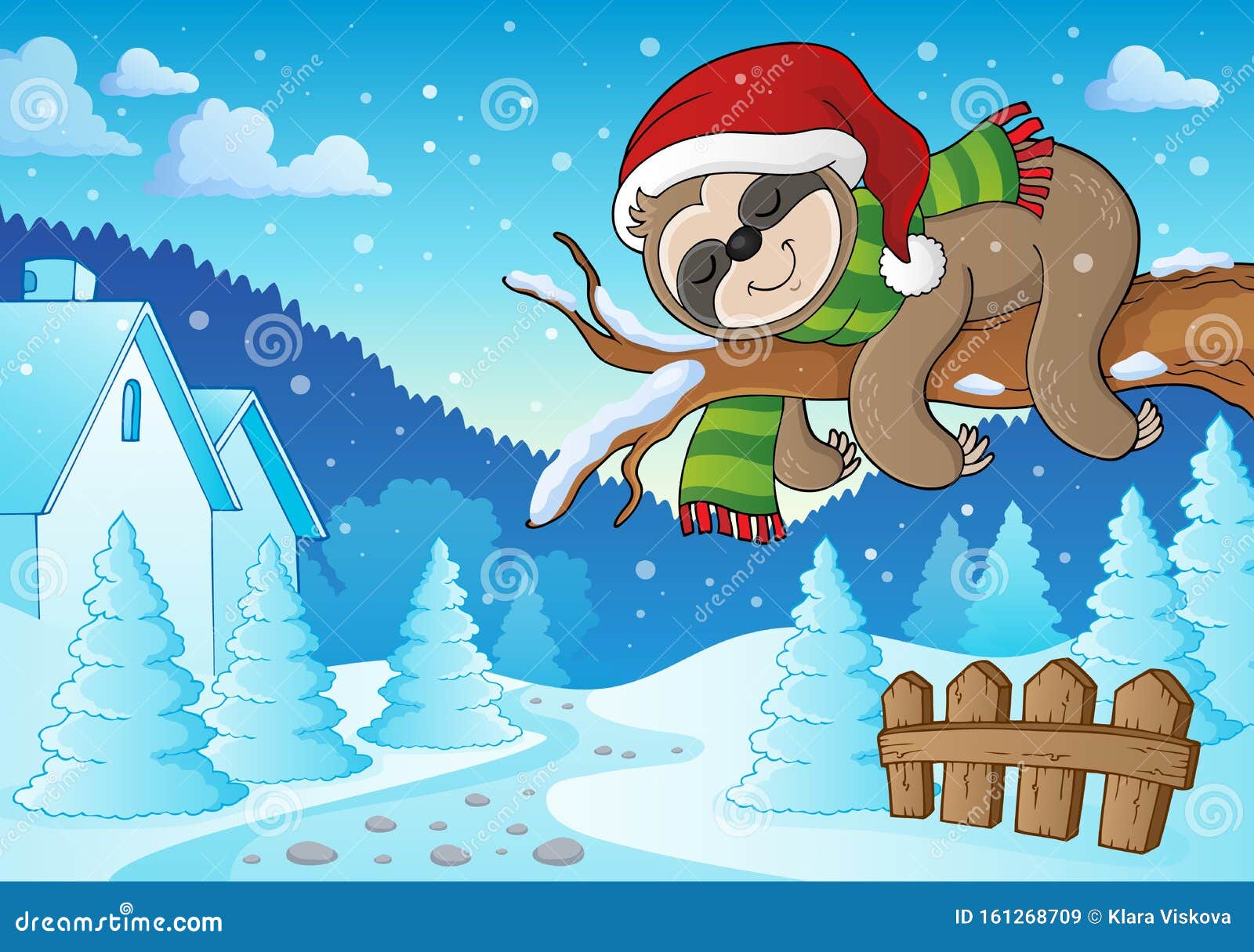 Download Christmas Sloth Theme Image 3 Stock Vector - Illustration ...
