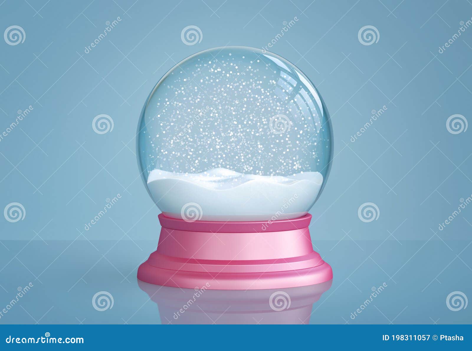 Christmas Snow Globe on Blue Background Stock Illustration Illustration of render, magic