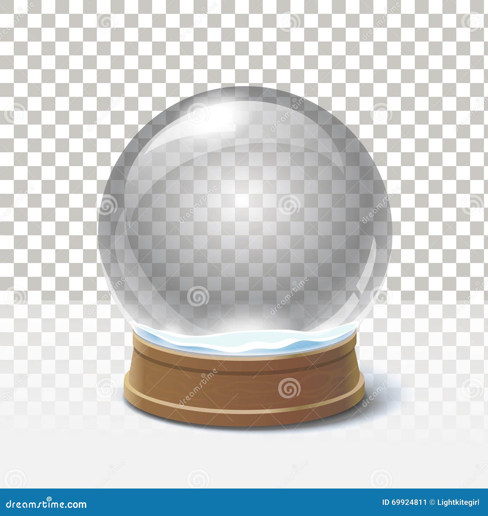 Christmas Snow Globe On Checkered Background. Magic Ball 