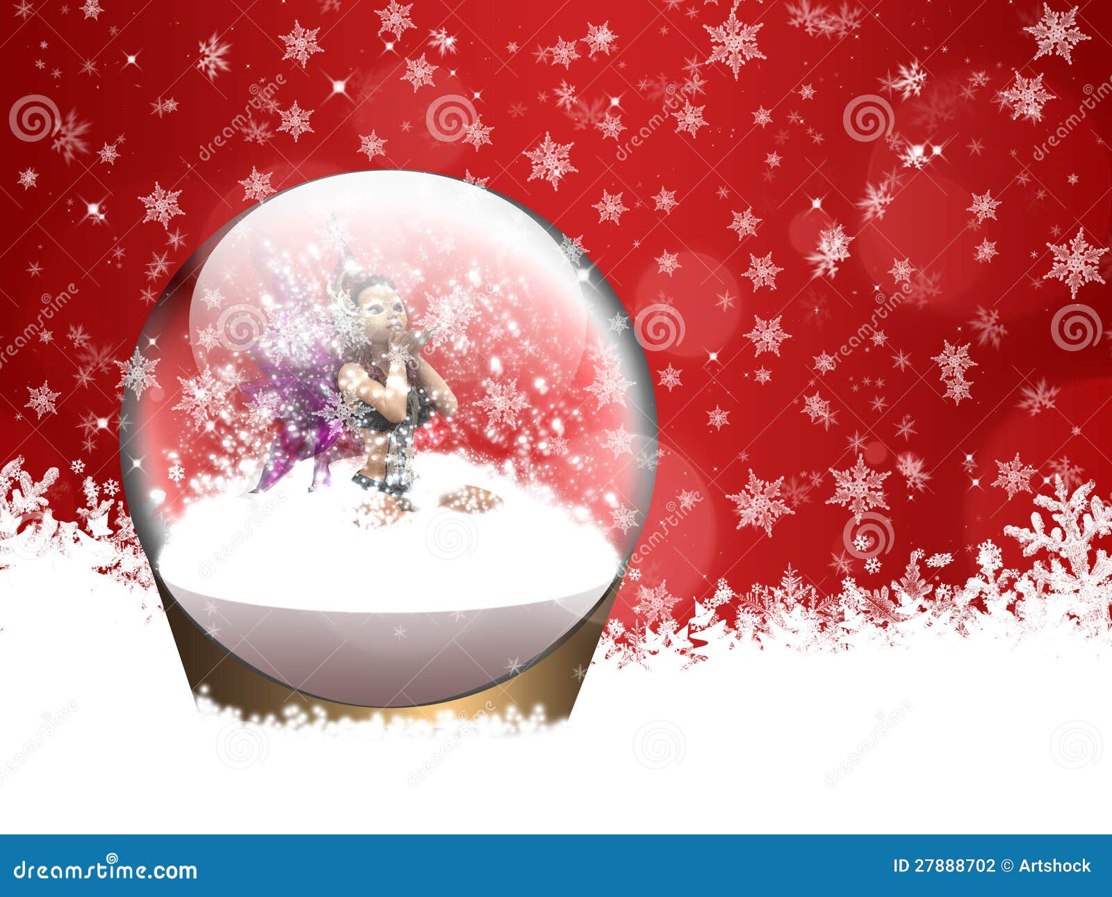 Christmas Snow Globe with Fairy Stock Illustration - Illustration of