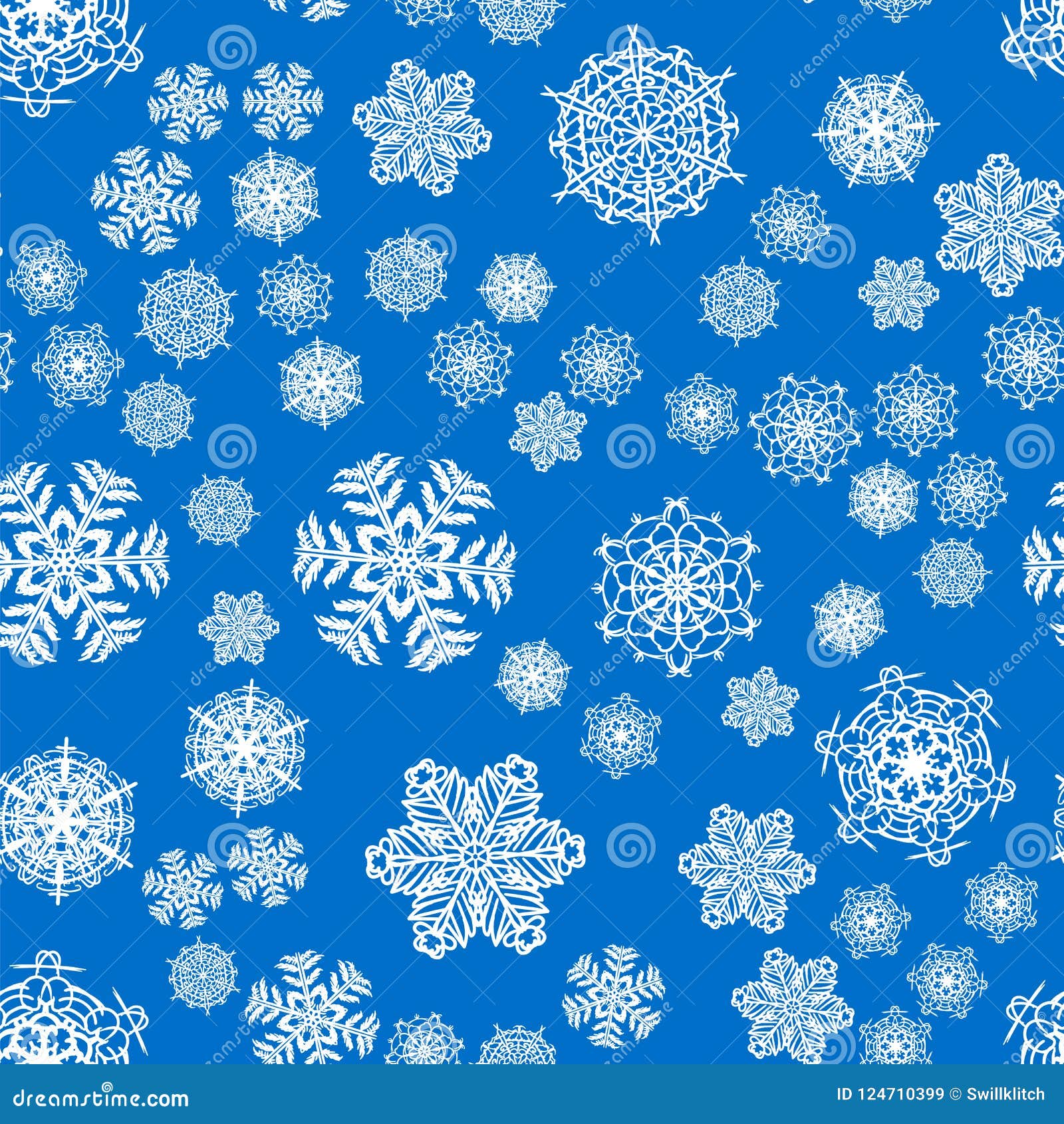 Christmas Snow Seamless Pattern with Beautiful Snowflakes Stock Vector ...