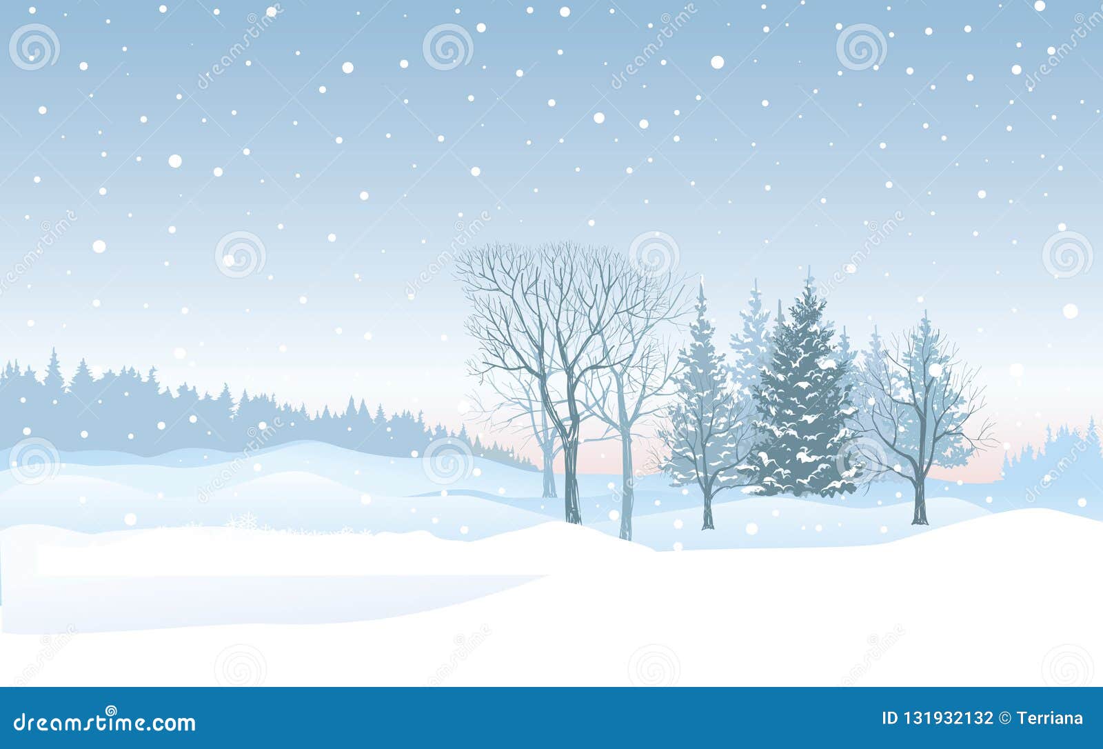 christmas snowfall background. snow winter landscape. merry chri